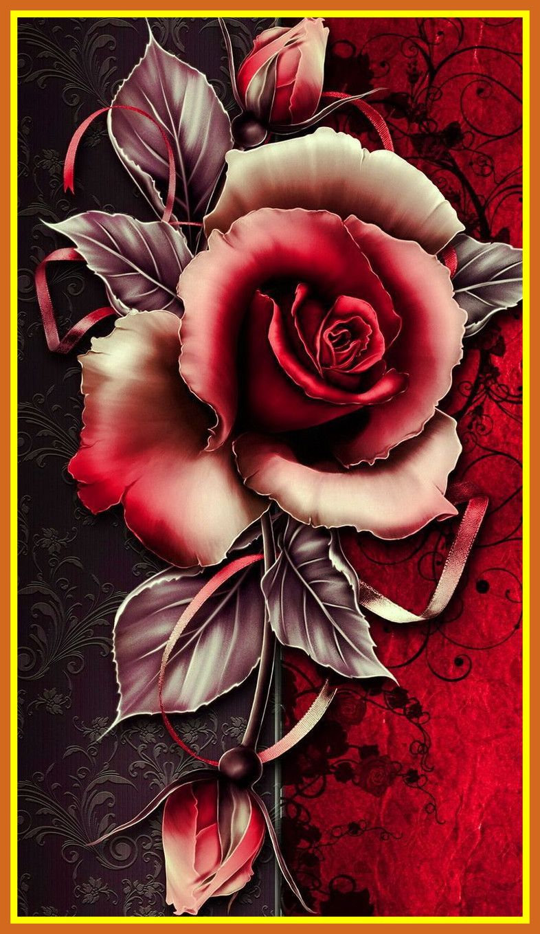 Rosa rossa e bianca dipinta, 786x1359 Verticale, Mobile