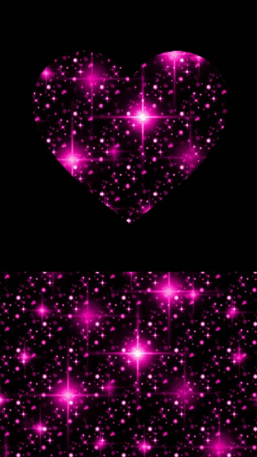 Cuore rosa scintillante nero, 853x1516 Full HD Verticale, Samsung Galaxy