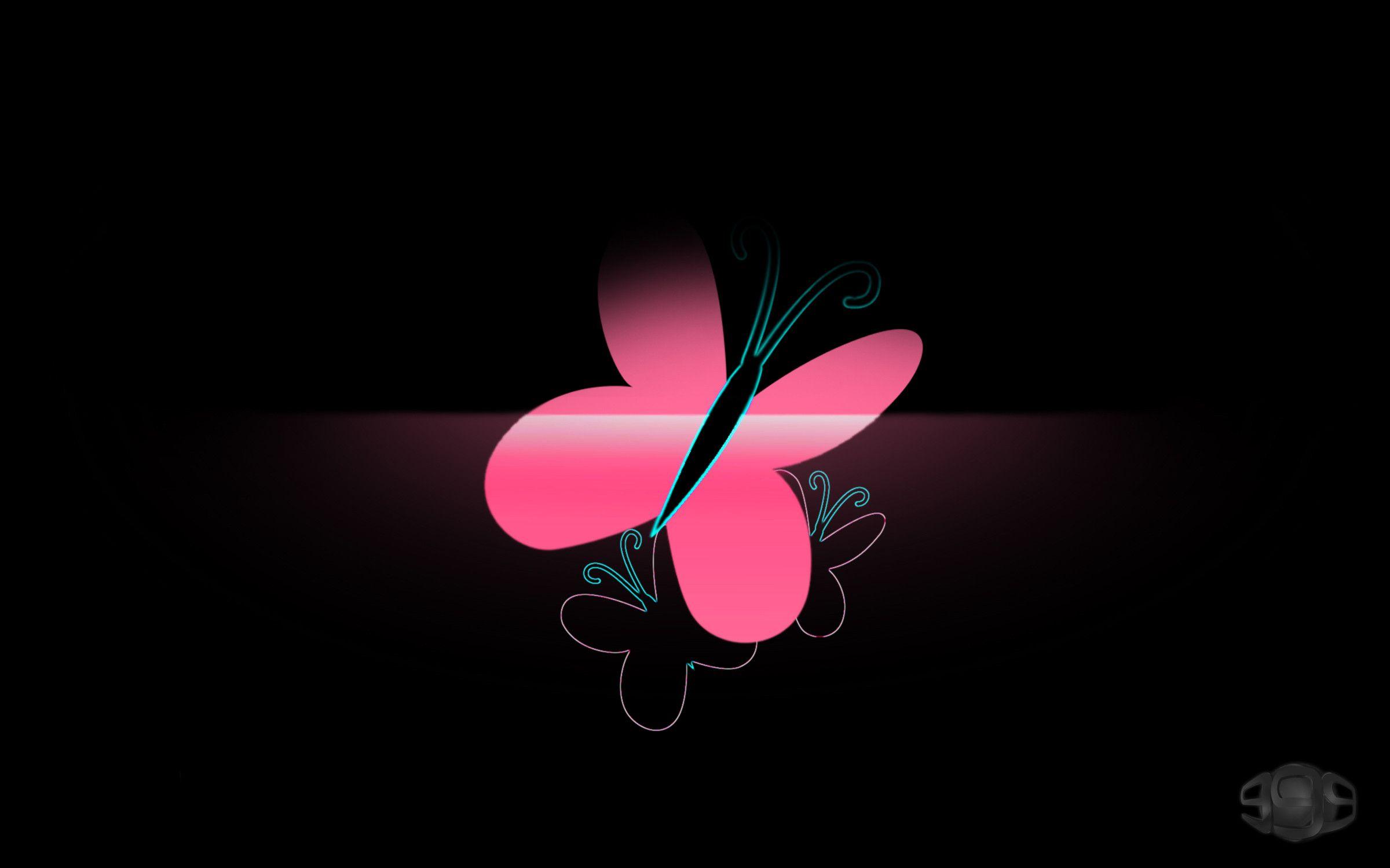 Farfalla rosa su nero, 2400x1500 2K, Desktop