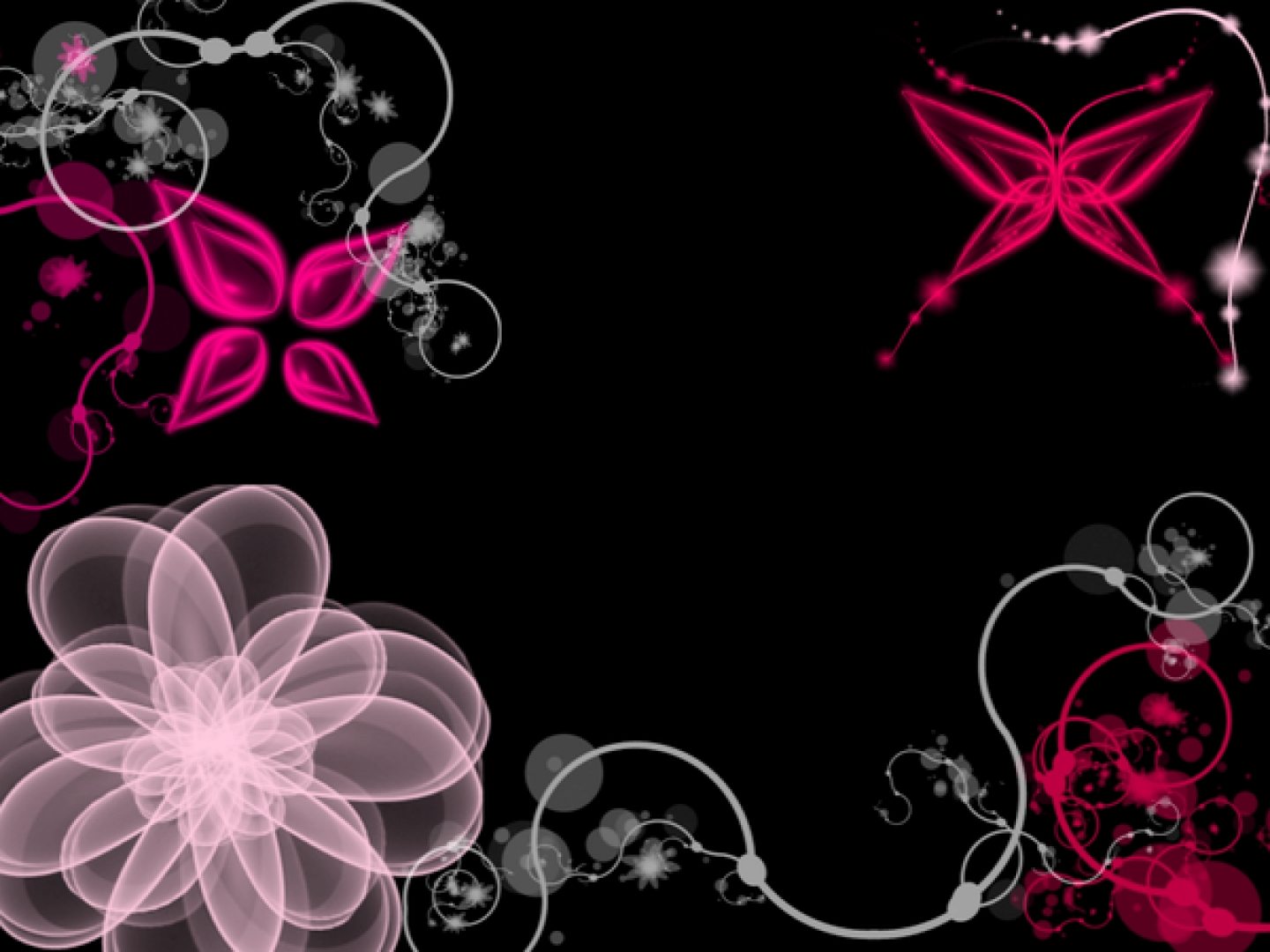 Farfalla e fiori rosa neon, 1440x1080 720p, Laptop