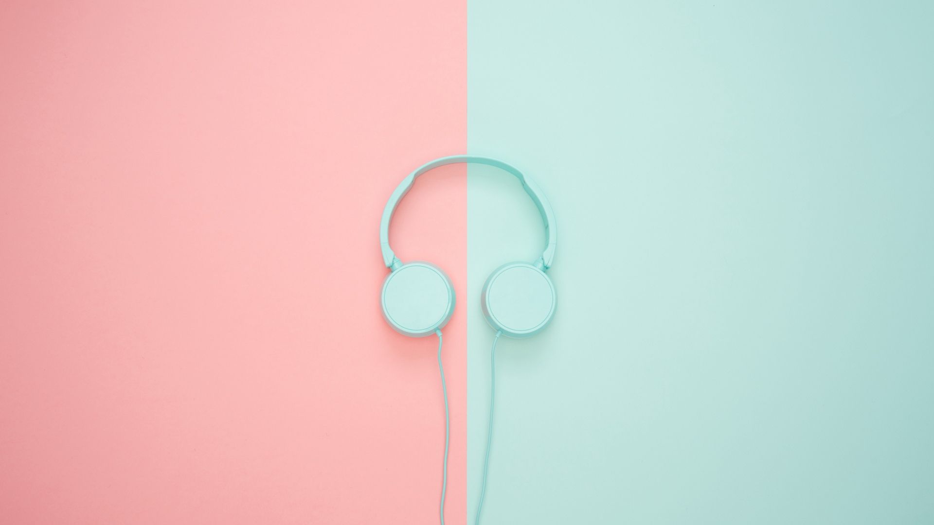 Cuffie minimal rosa e menta, 1920x1080 Full HD, PC