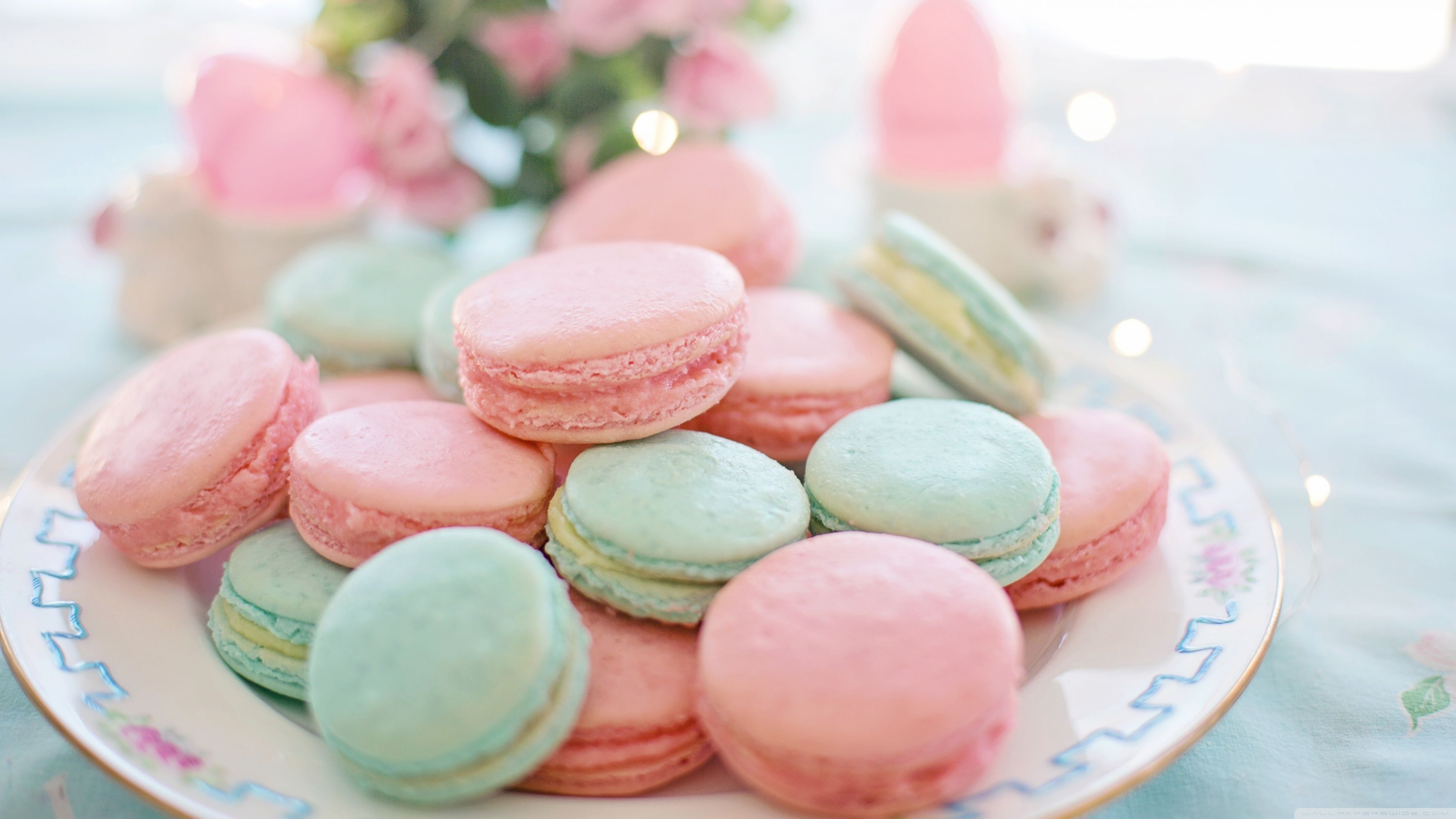 Macarons rosa e verde pastello, 3554x1999 2K, Desktop