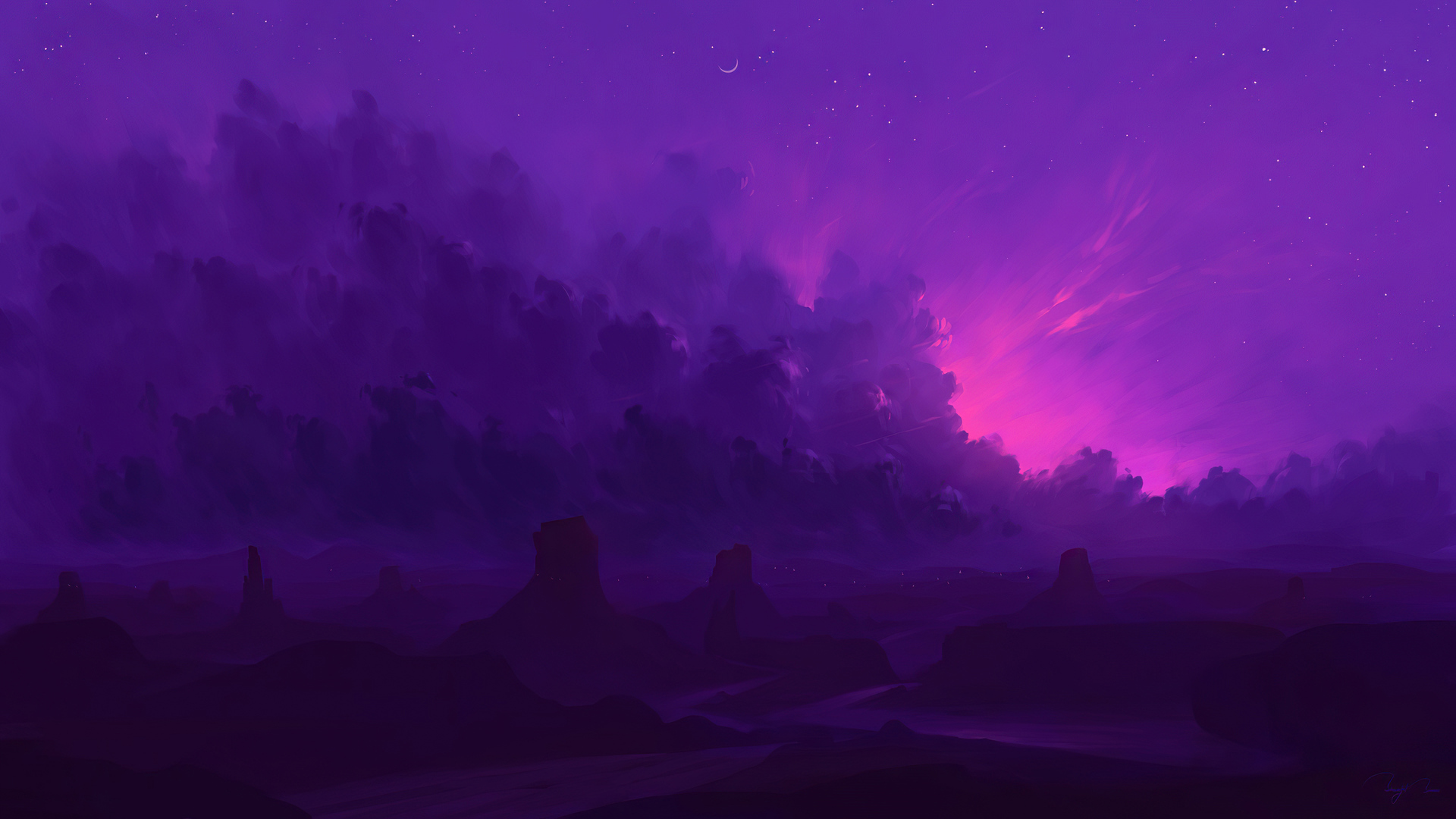 Foresta viola al tramonto, 1920x1080 1080p, PC