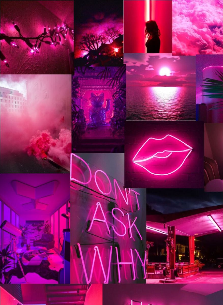Collage estetico rosa neon, 877x1200 Full HD Verticale, Smartphone