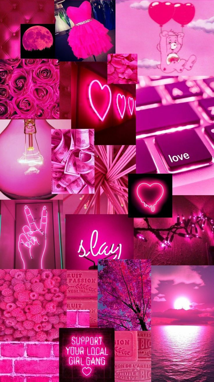 Collage estetico rosa scuro, 736x1308 Full HD Verticale, iPhone