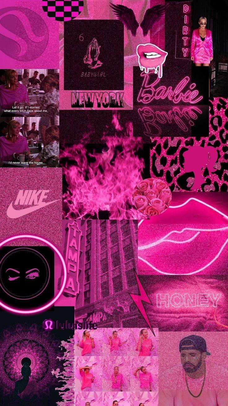 Collage estetico rosa scuro, 736x1308 Verticale, Xiaomi