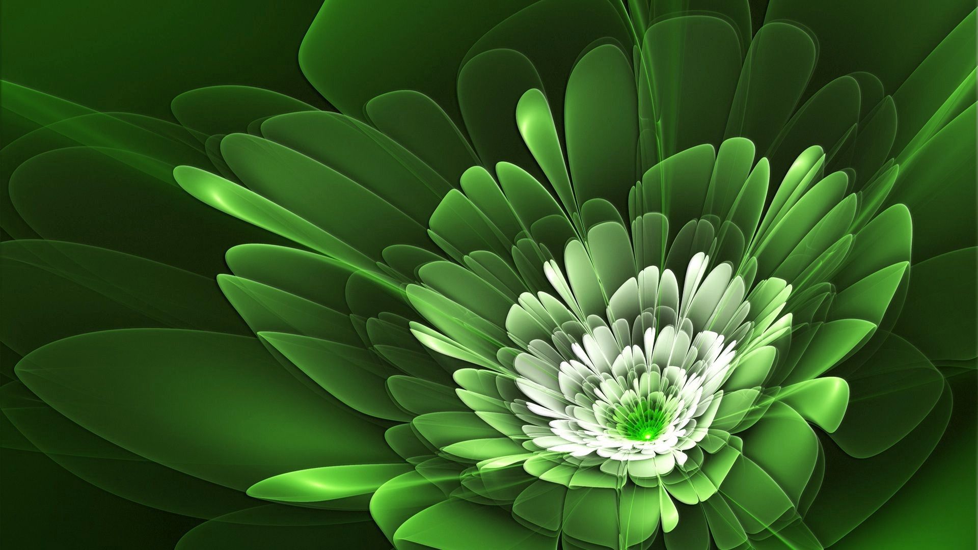 Fiore frattale verde astratto, 1920x1080 Full HD 1080p, Desktop