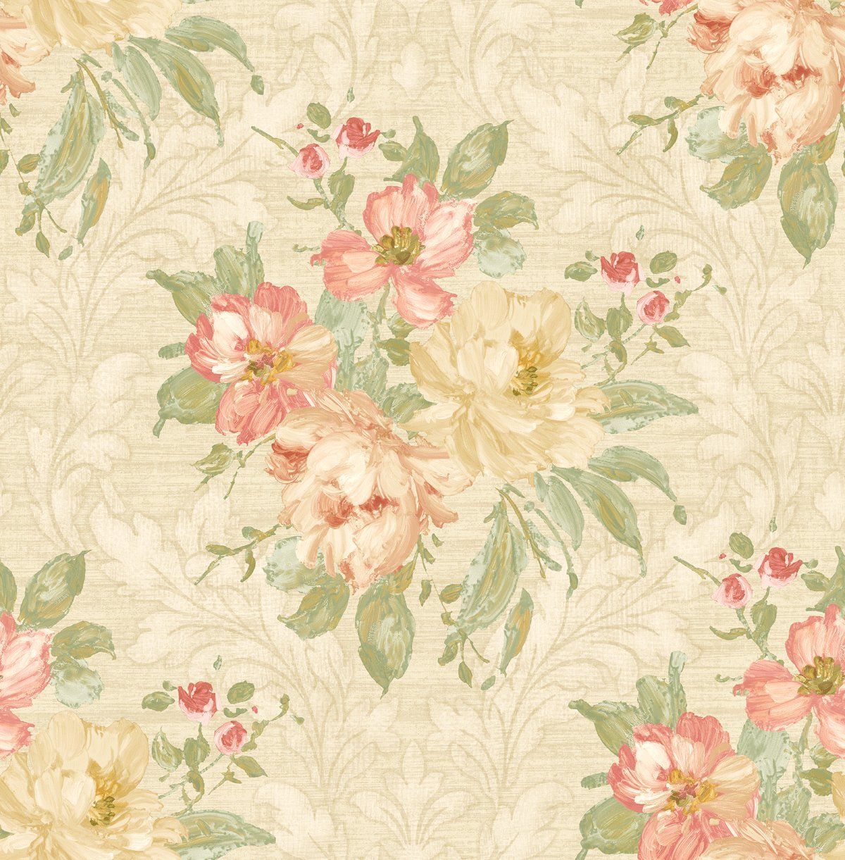 Rose floreali crema e verde, 1200x1221 Verticale, Mobile
