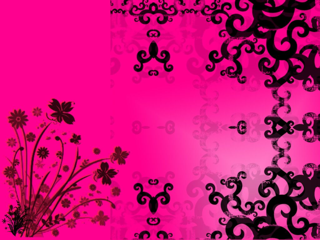 Sfondo rosa con fiori neri, 1024x768 HD, Desktop