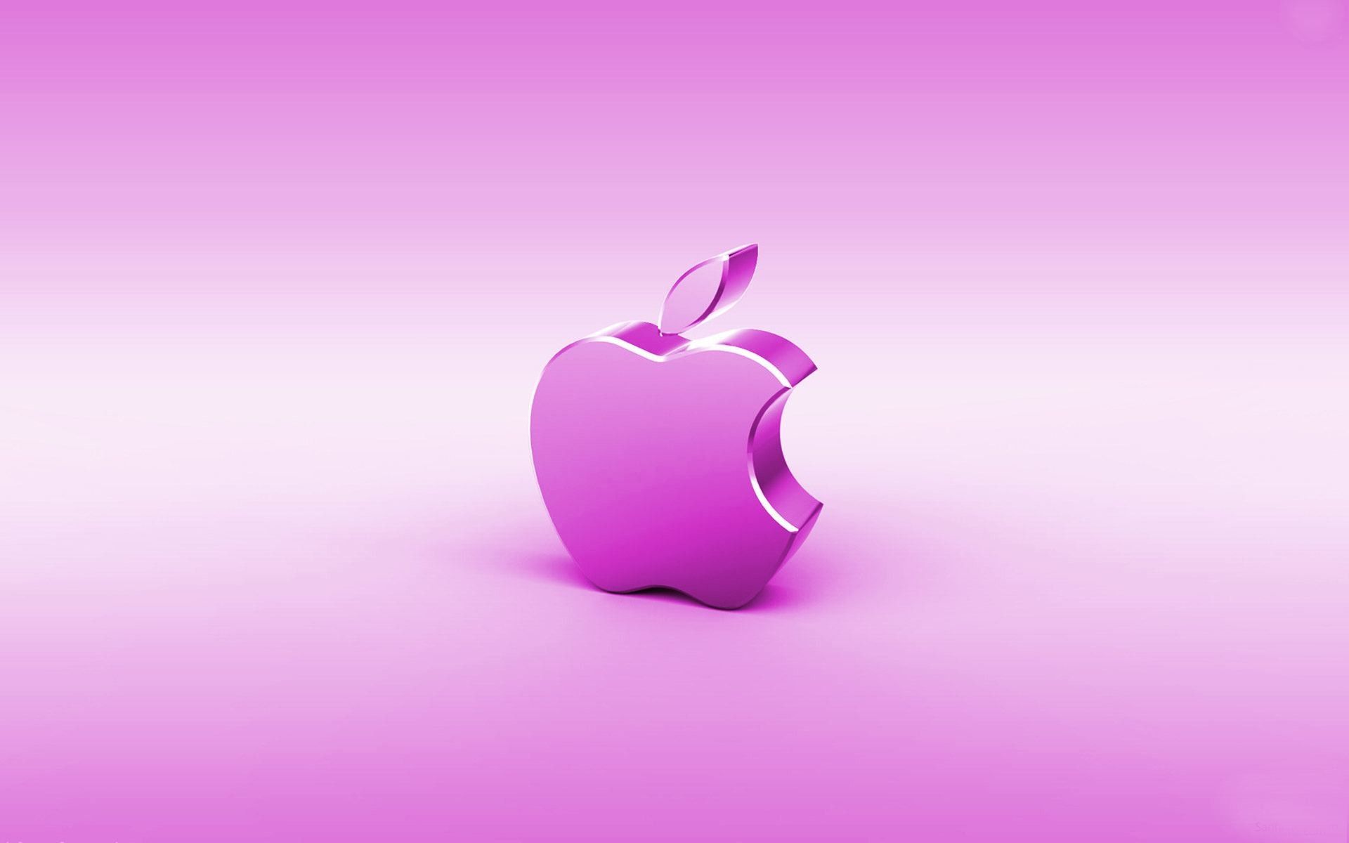 Logo Apple rosa 3D, sfondo 1920x1200 Full HD+ WUXGA, PC Desktop