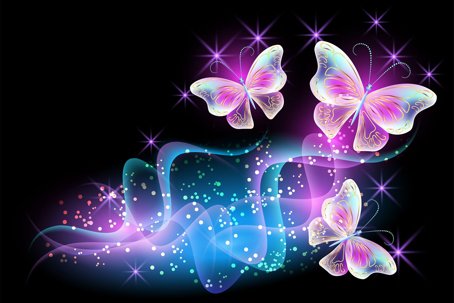 Farfalle luminose rosa e blu, sfondo 1500x1000 720p, Laptop