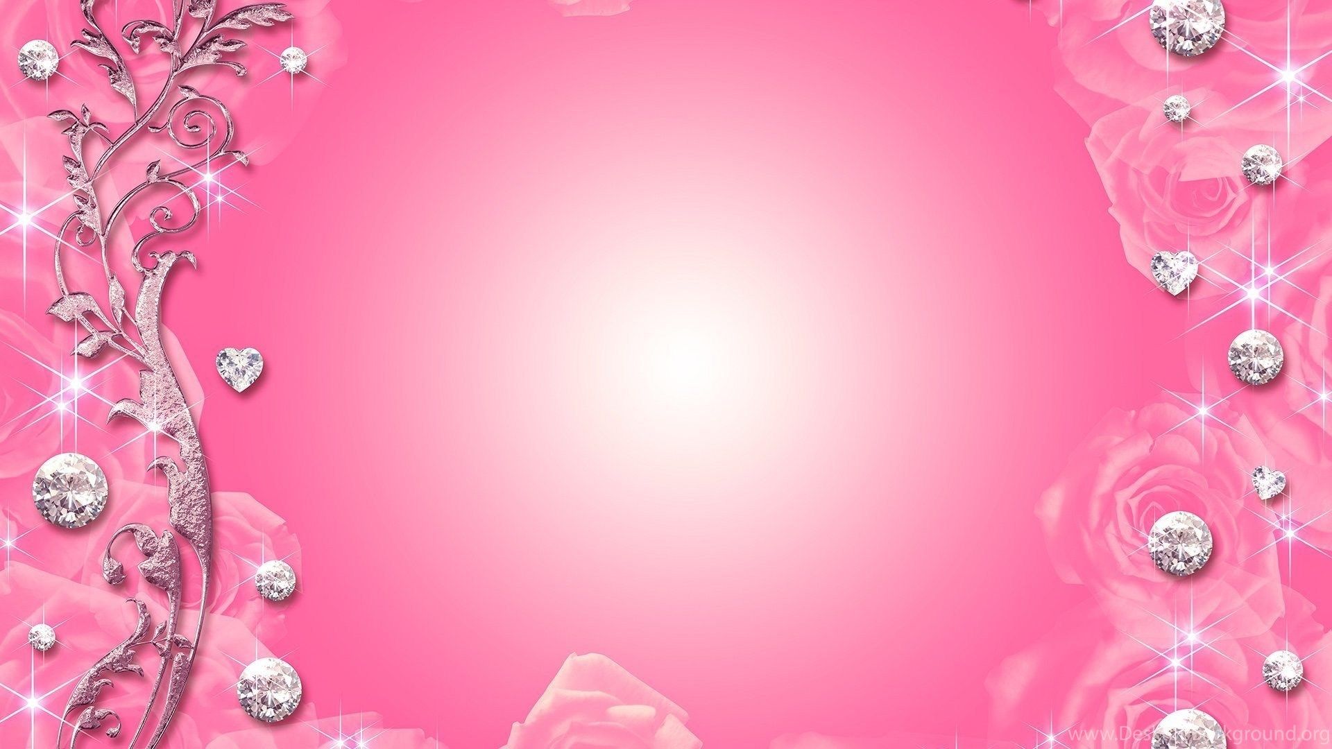 Cornice rosa con diamanti e rose, sfondo 1920x1080 1080p, Laptop