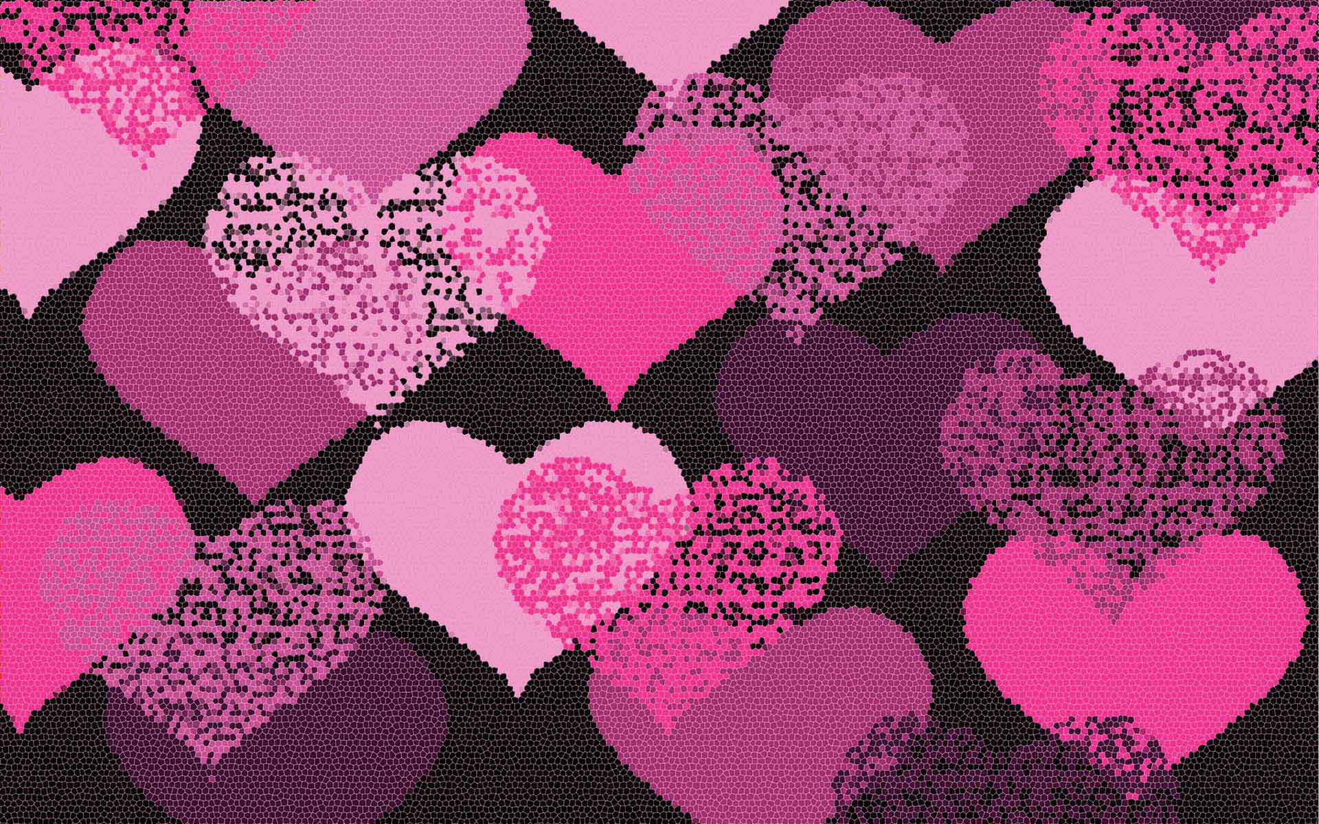 Cuori rosa texture su nero, sfondo 1920x1200 Full HD+, Desktop