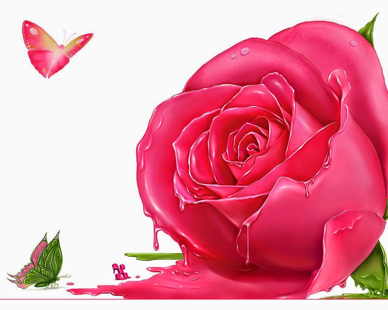 Rosa rosa con farfalla, 1280x1024 HD, ROG Asus Laptop