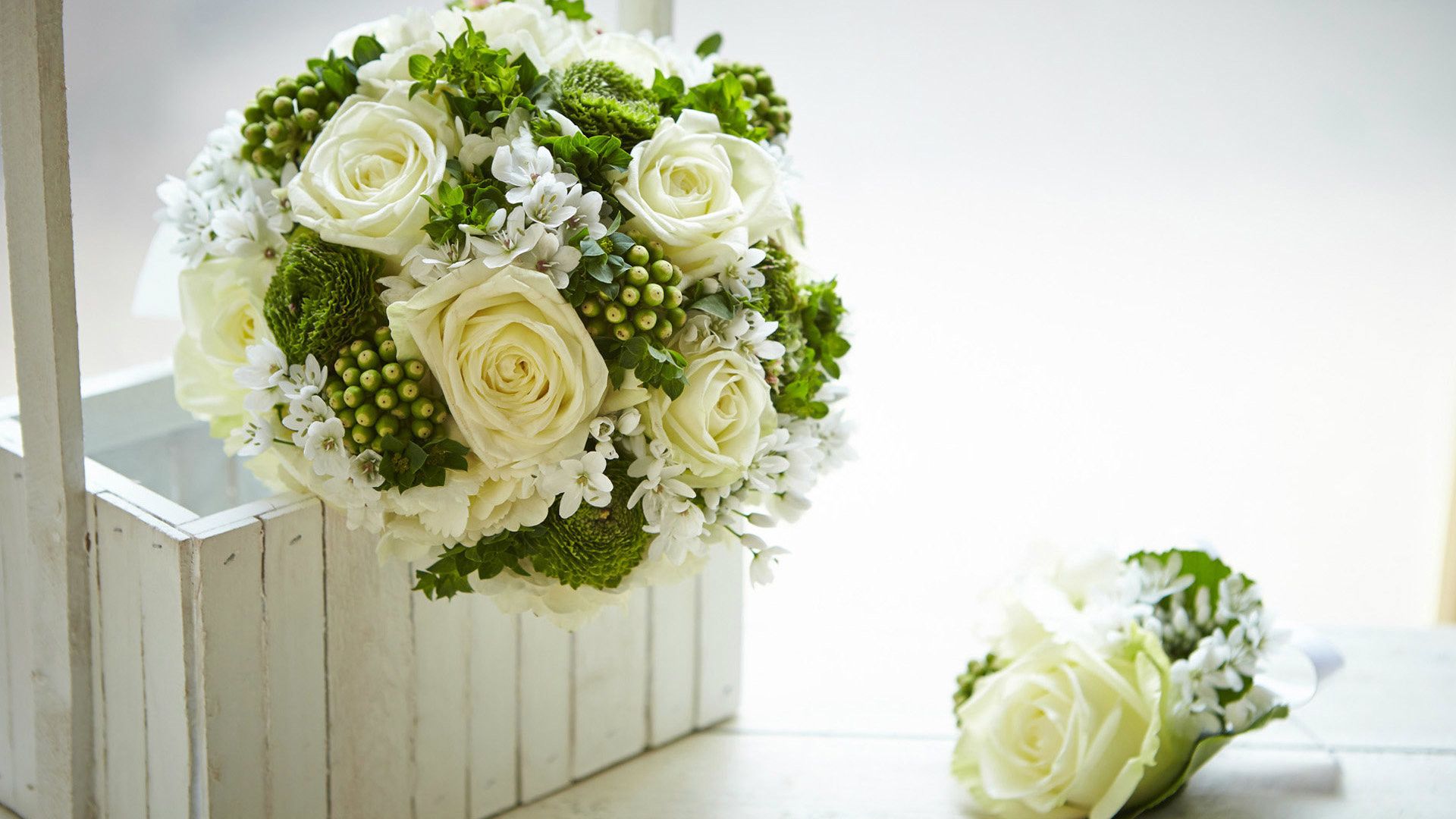 Bouquet rose bianche e verde, 1920x1080 Full HD 1080p, PC Desktop