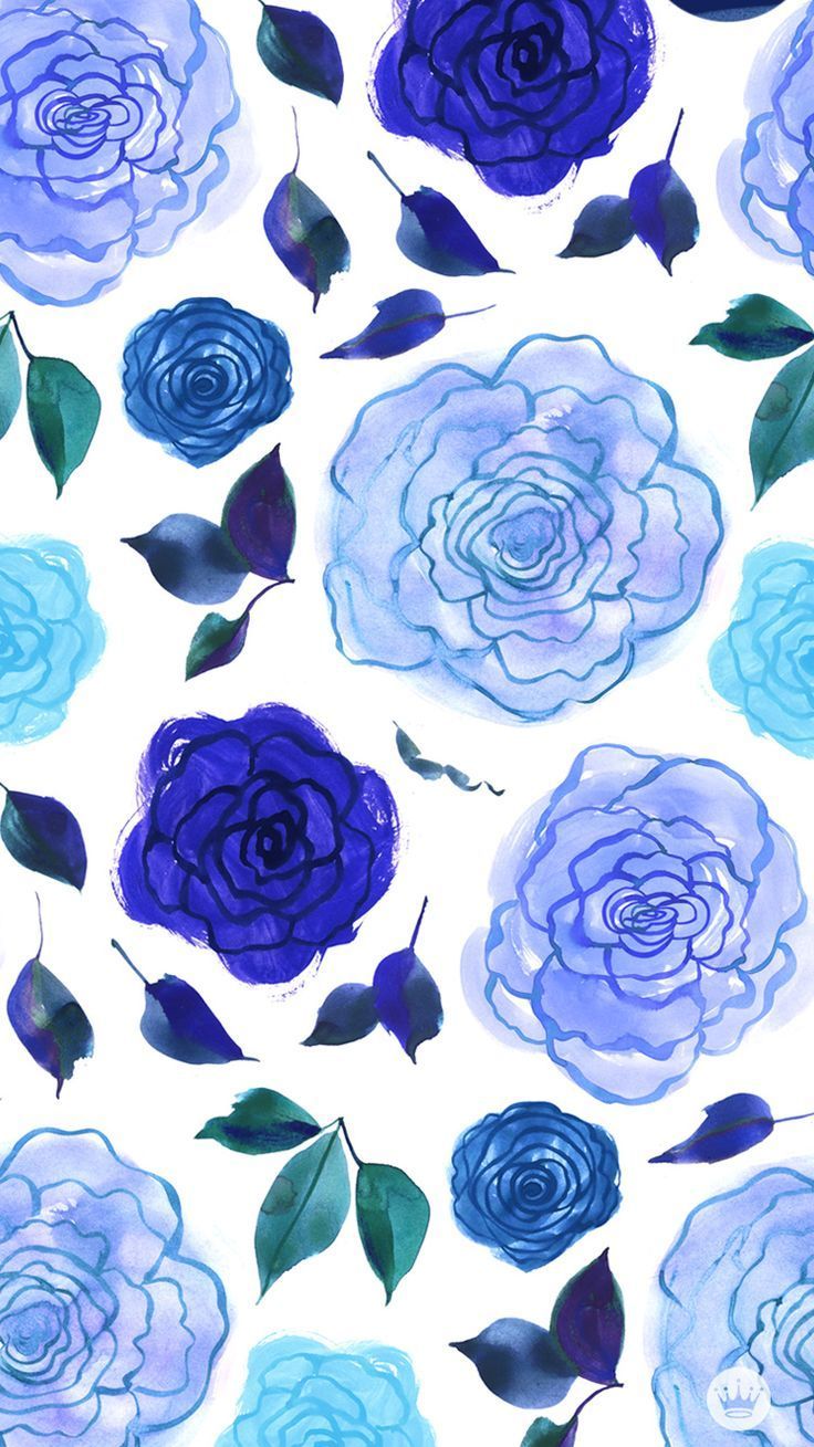 Rose blu ad acquerello, 736x1309 Verticale, Telefono