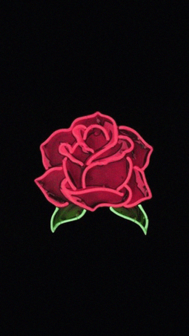 Rosa rossa neon sfondo nero, 750x1334 Full HD Verticale, iPhone