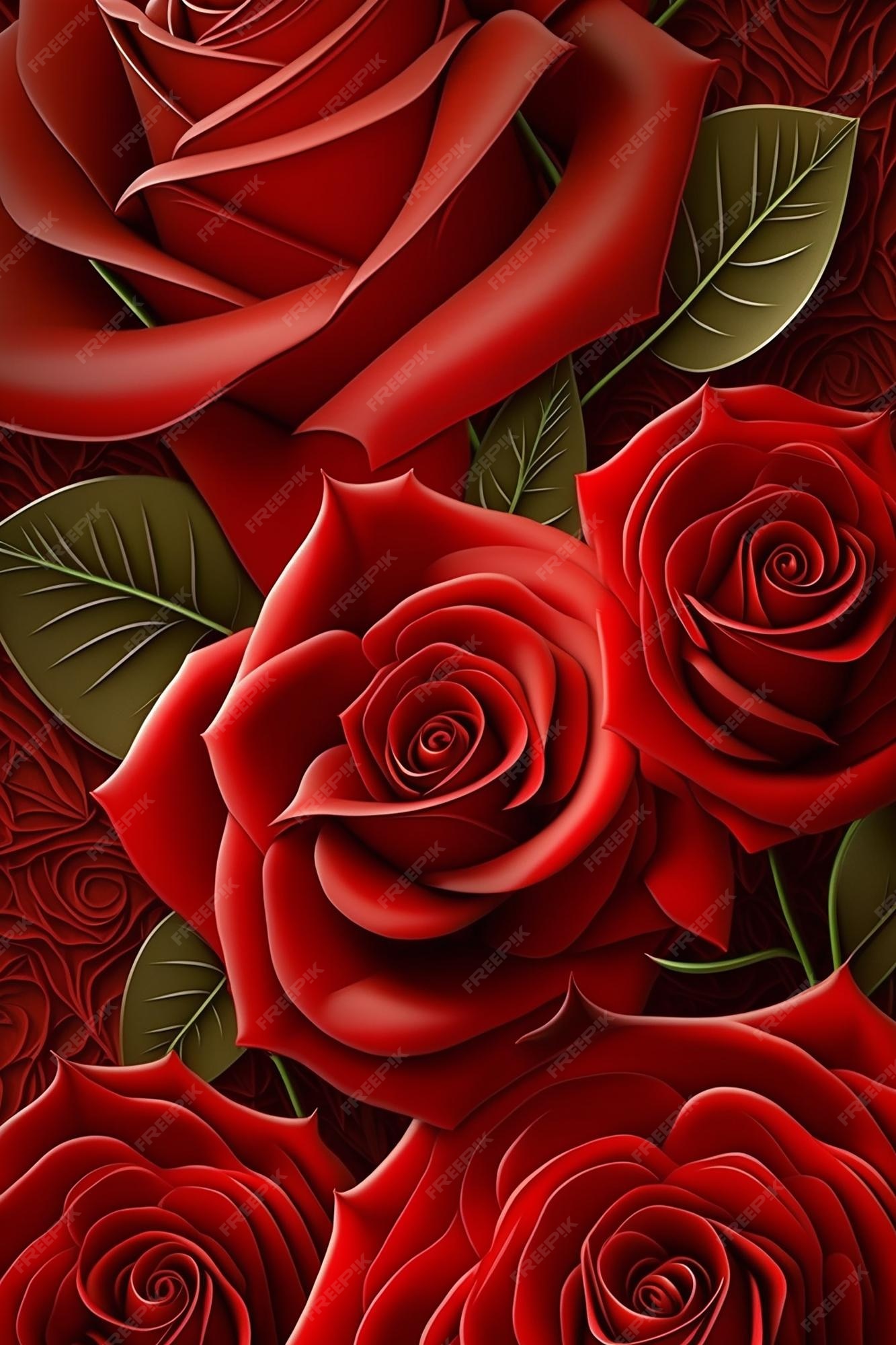 Rose rosse illustrate, 1333x2000 Verticale, Telefono