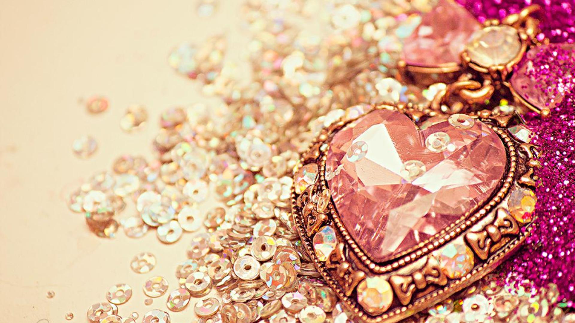 Cuore gioiello glitter rosa oro, 1920x1080 Full HD, Desktop