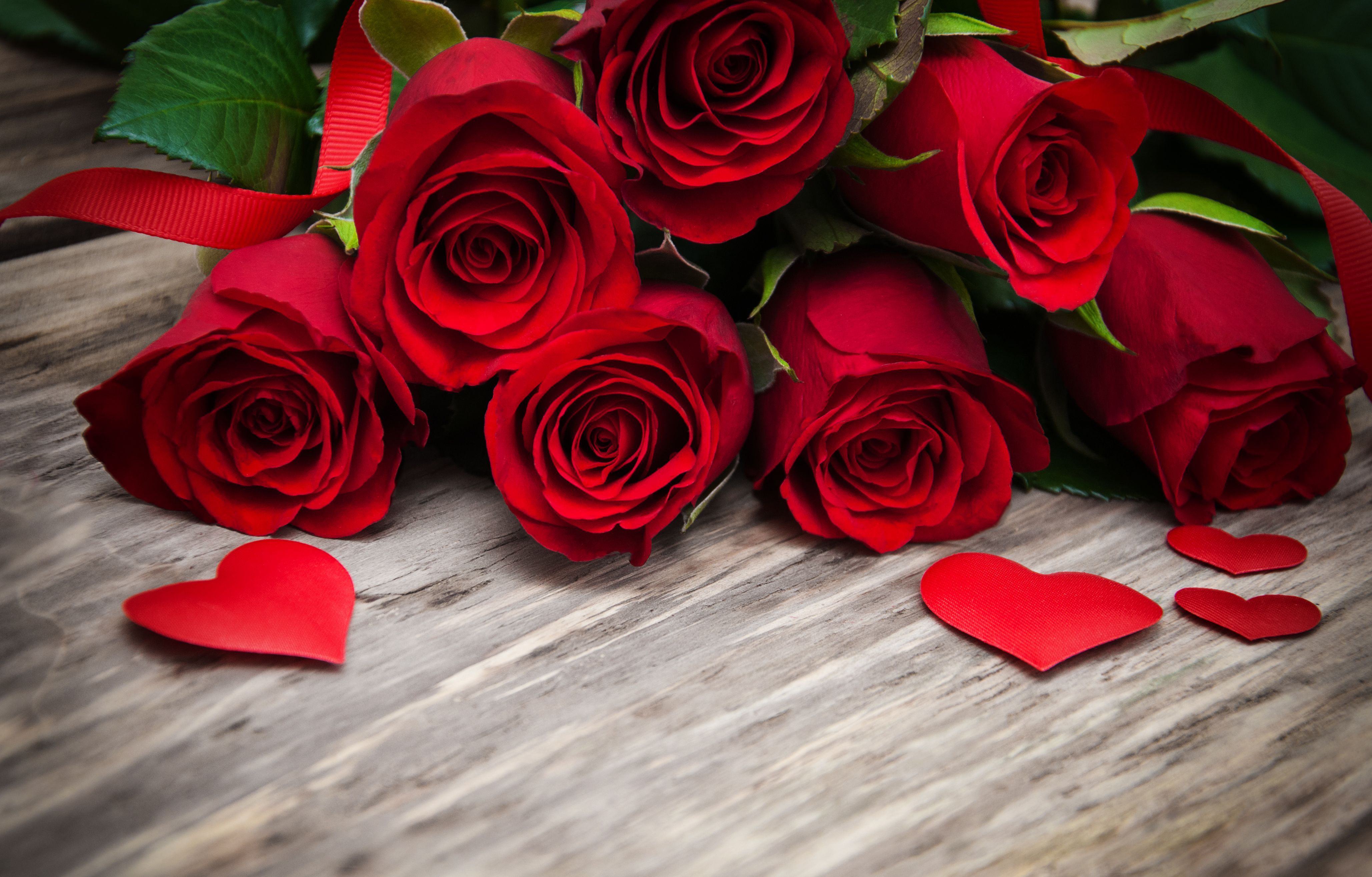 Rose rosse con cuori, 4114x2631 4K Ultra HD, Monitor 4K