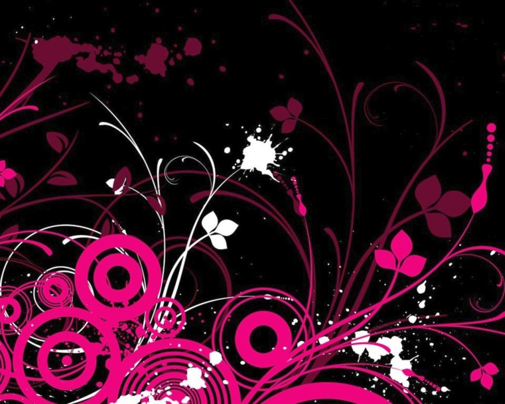 Fiori rosa astratti su nero, 1024x819 HD, iMac