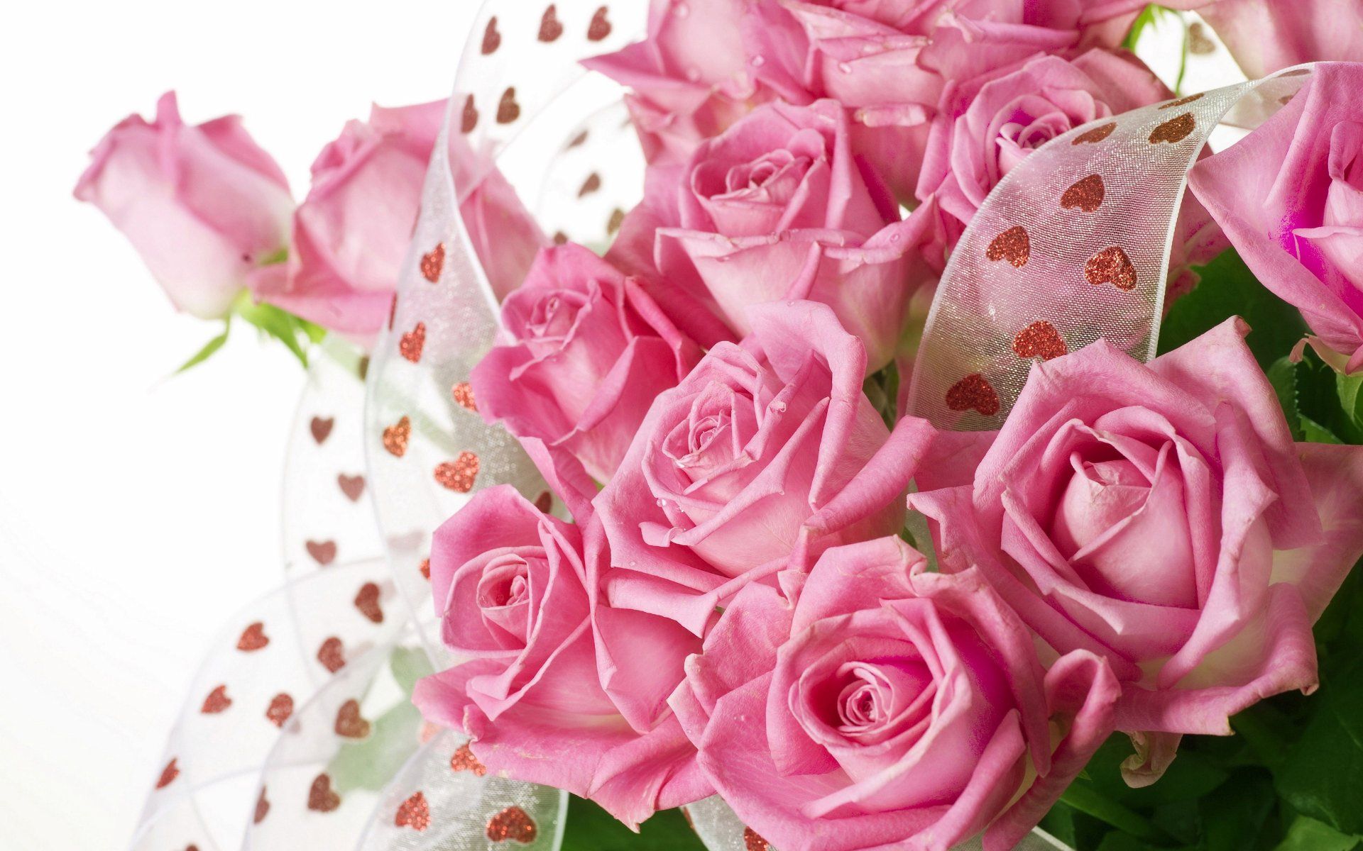 Bouquet rose rosa con nastro, 1920x1200 Full HD+ WUXGA, Desktop