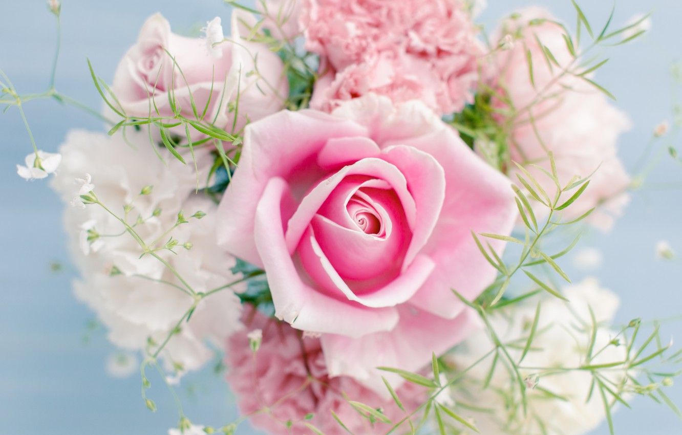 Bouquet di rose rosa, 1332x850 720p, Laptop
