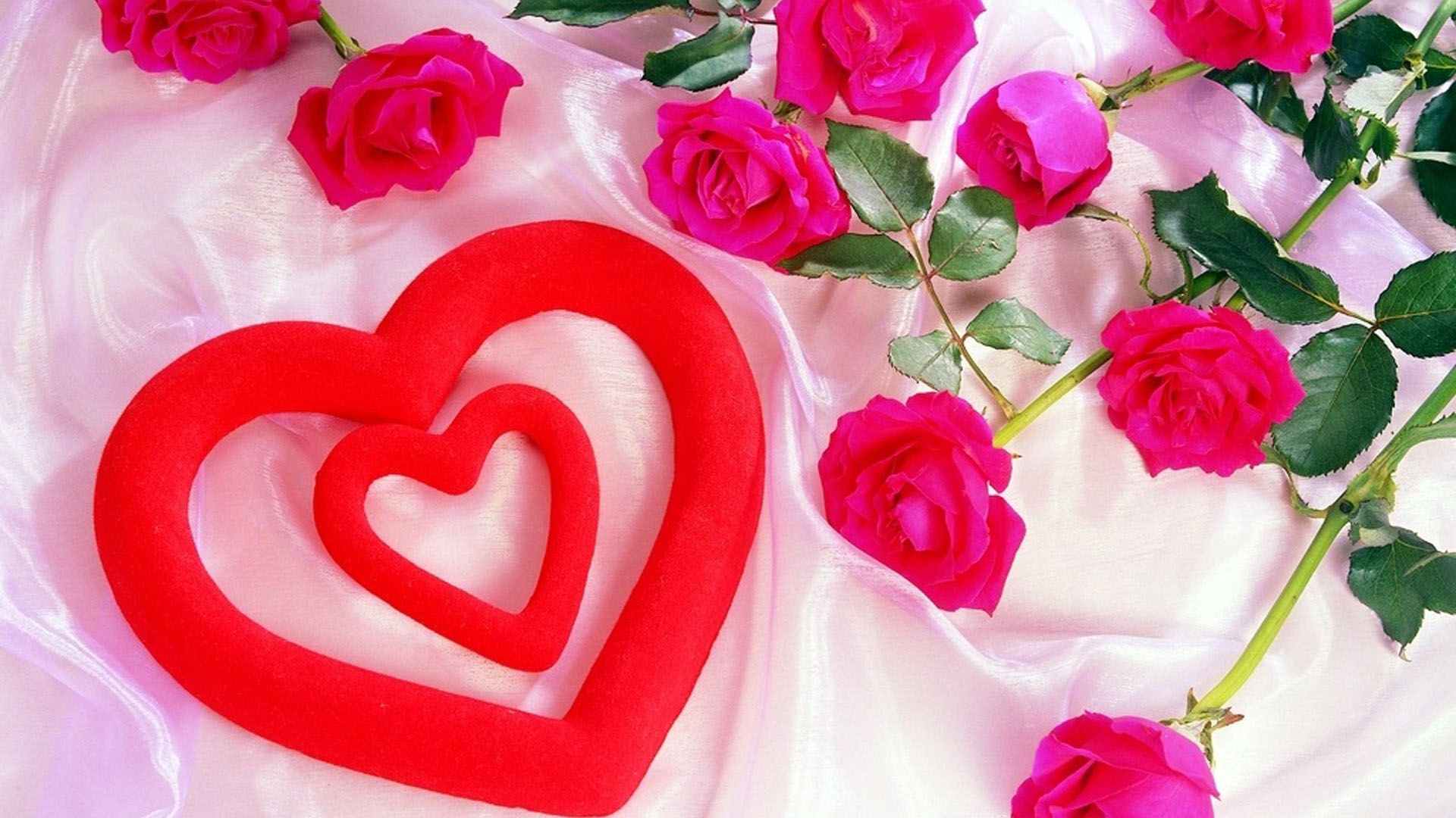 Rose rosa con cuore rosso, 1920x1080 Full HD 1080p, PC Desktop
