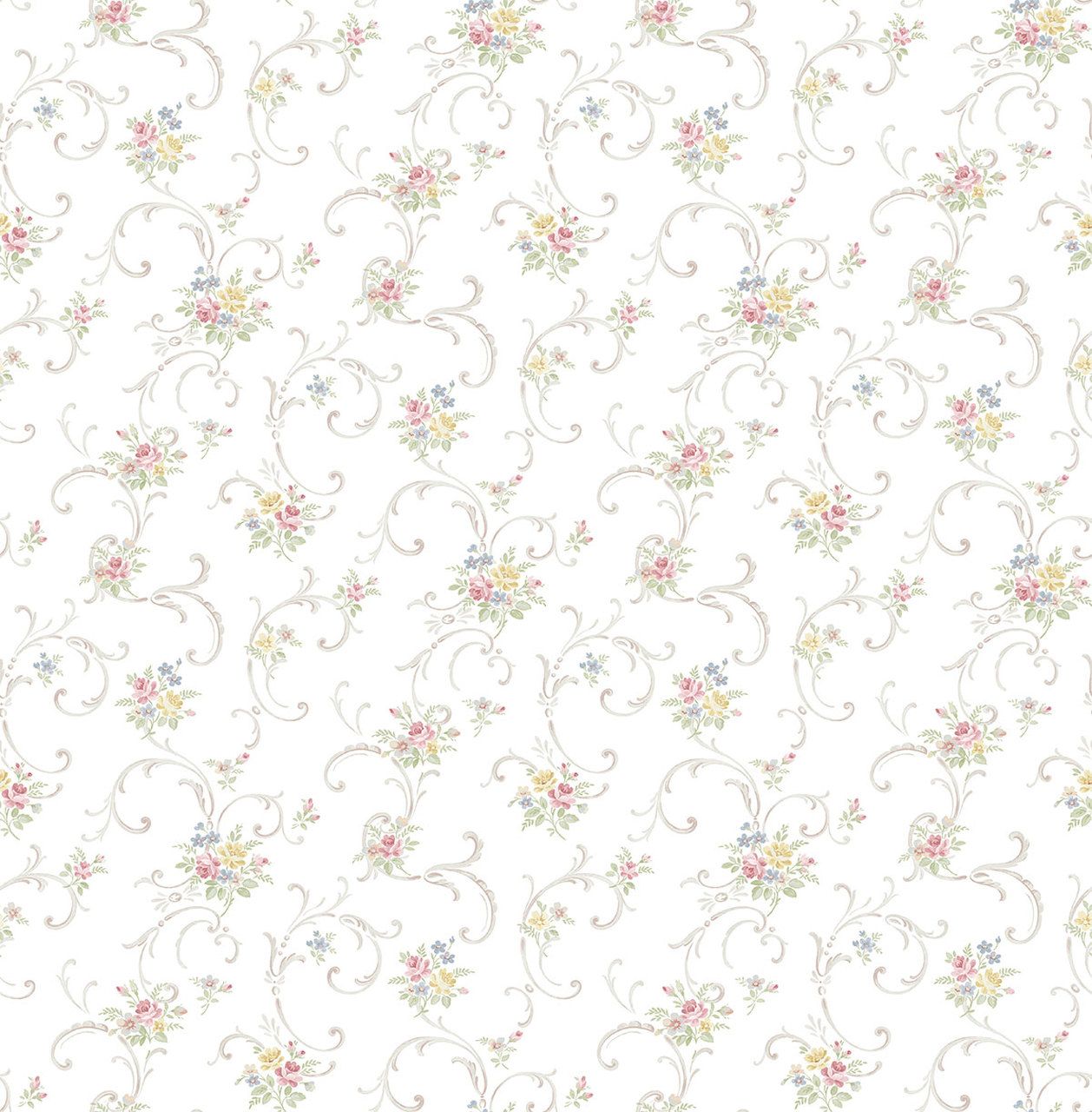 Motivo floreale scroll rosa pastello, 1258x1280 Verticale, Telefono