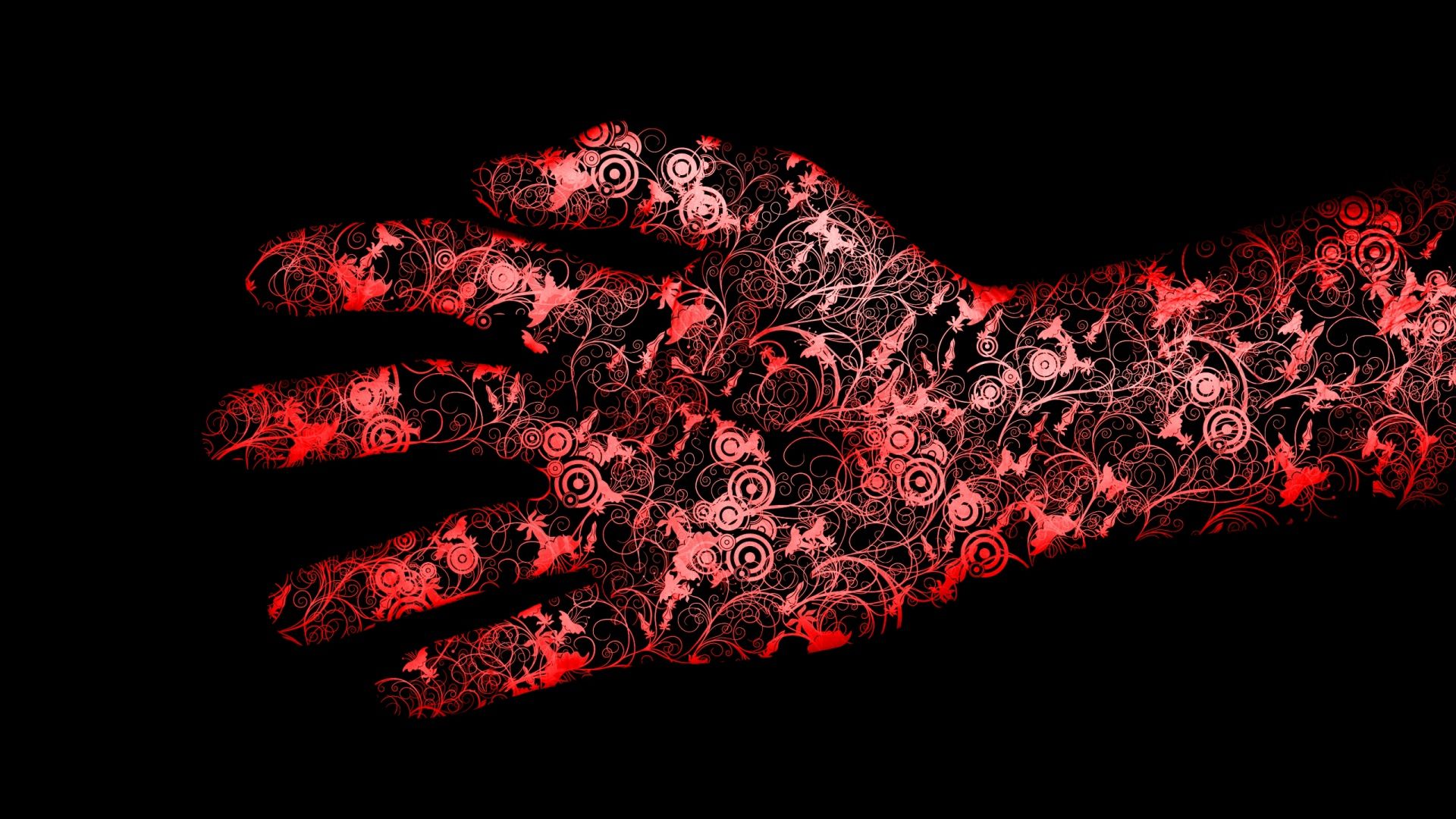 Mano rossa con motivi floreali, 1920x1080 Full HD, PC Desktop