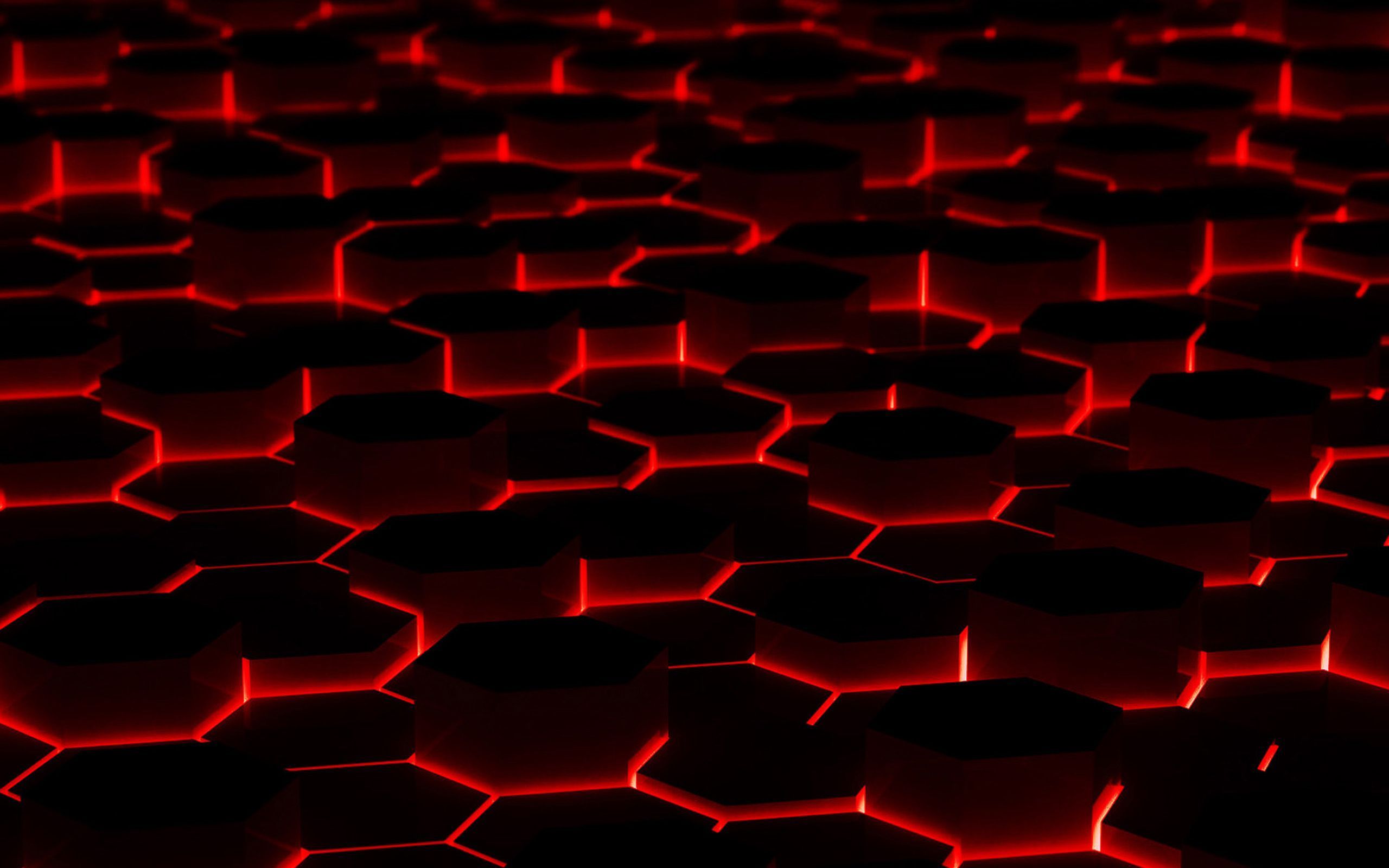 Esagoni rossi luminosi astratti, 2560x1600 2K, Laptop