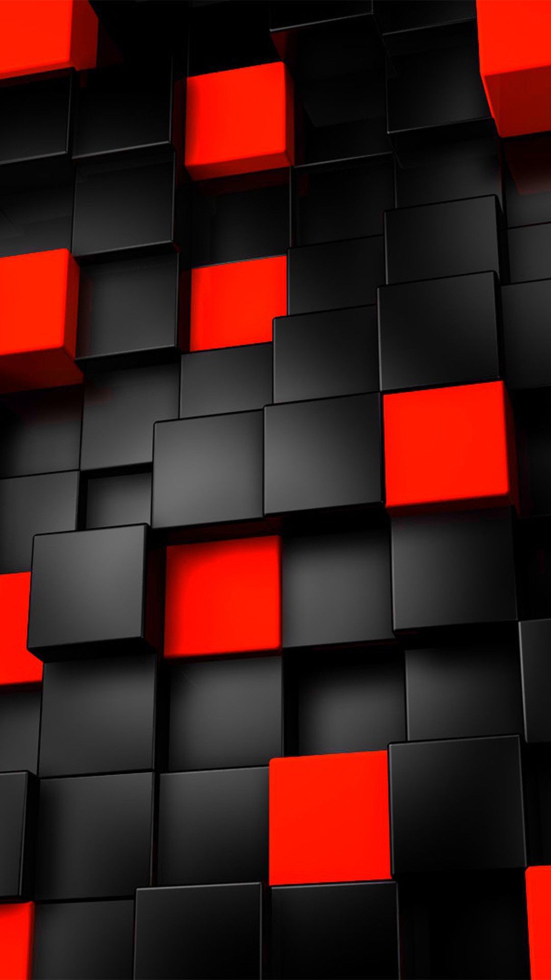 Cubi 3D rossi e neri, 1080x1920 Verticale, iPhone