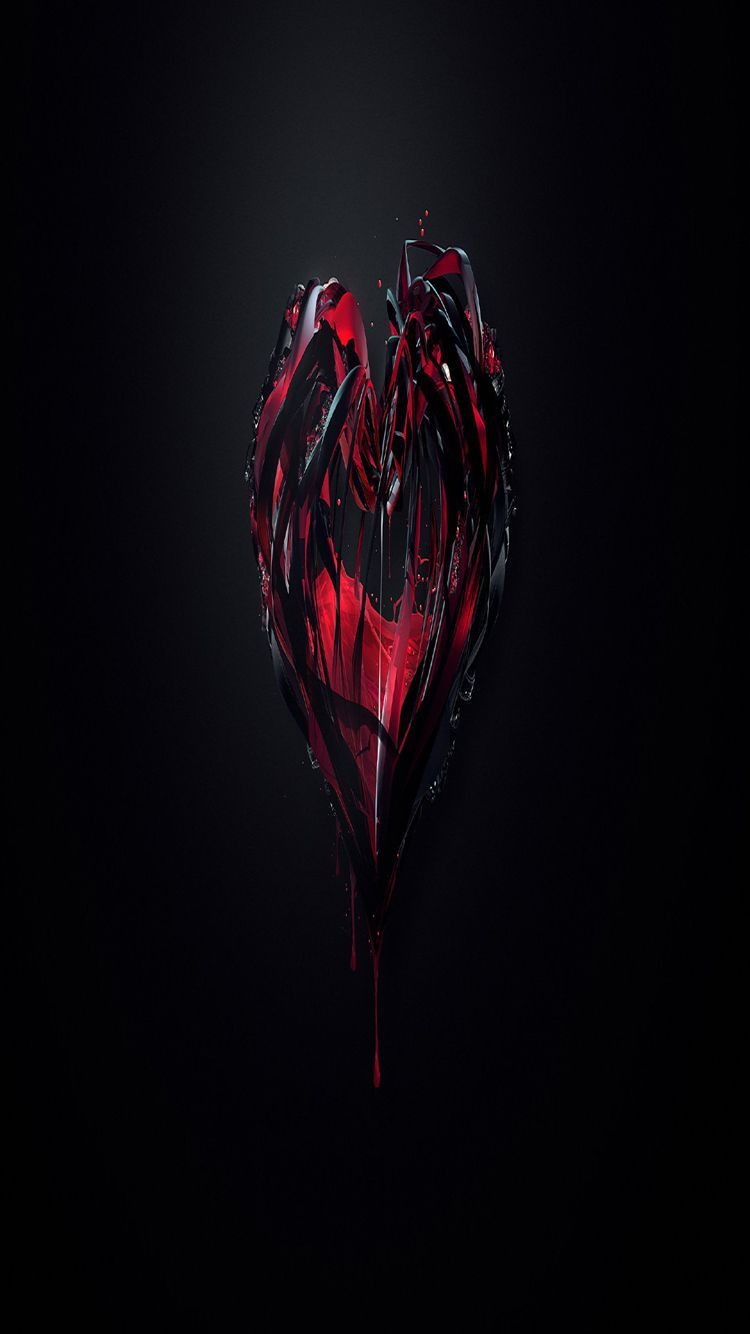 Cuore astratto rosso nero, 750x1334 Verticale, iPhone Pro Max