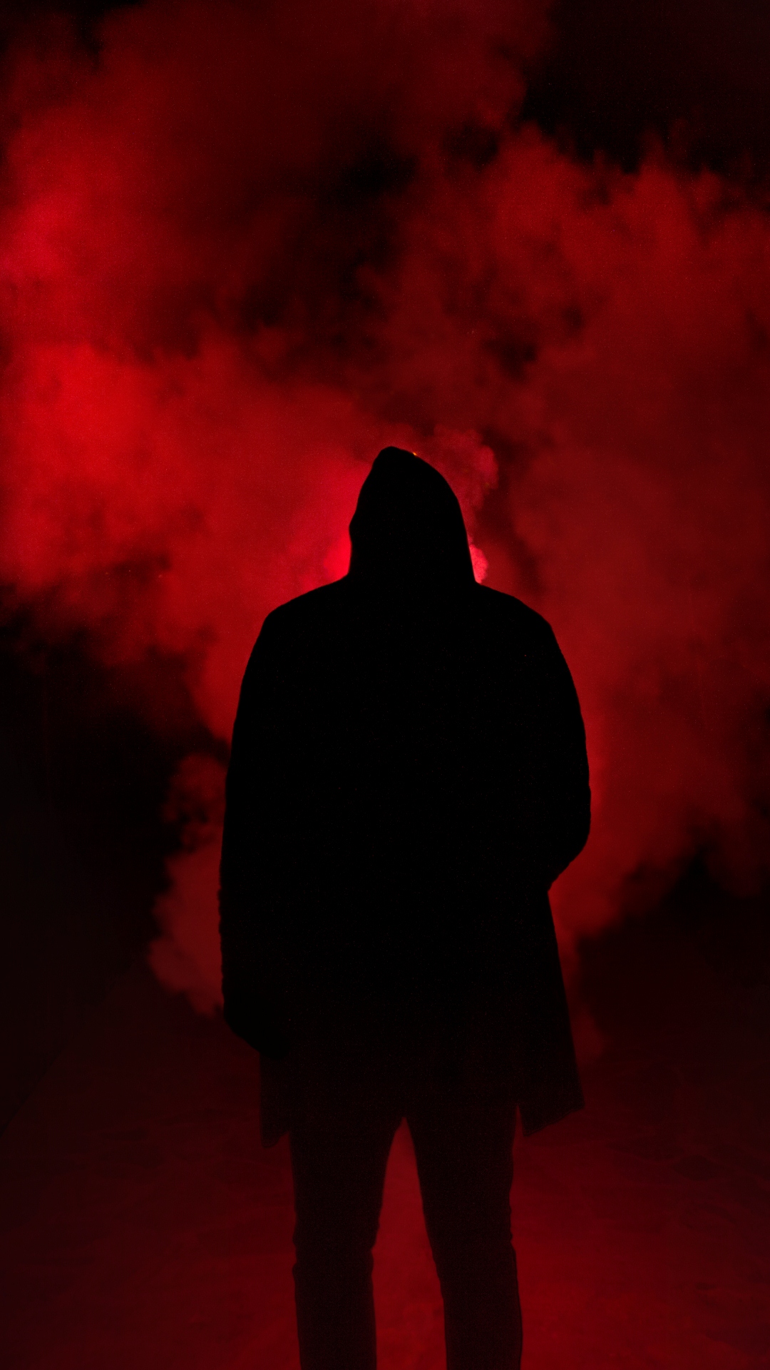 Silhouette con fumo rosso, 1080x1920 Full HD Verticale, iPhone Pro Max