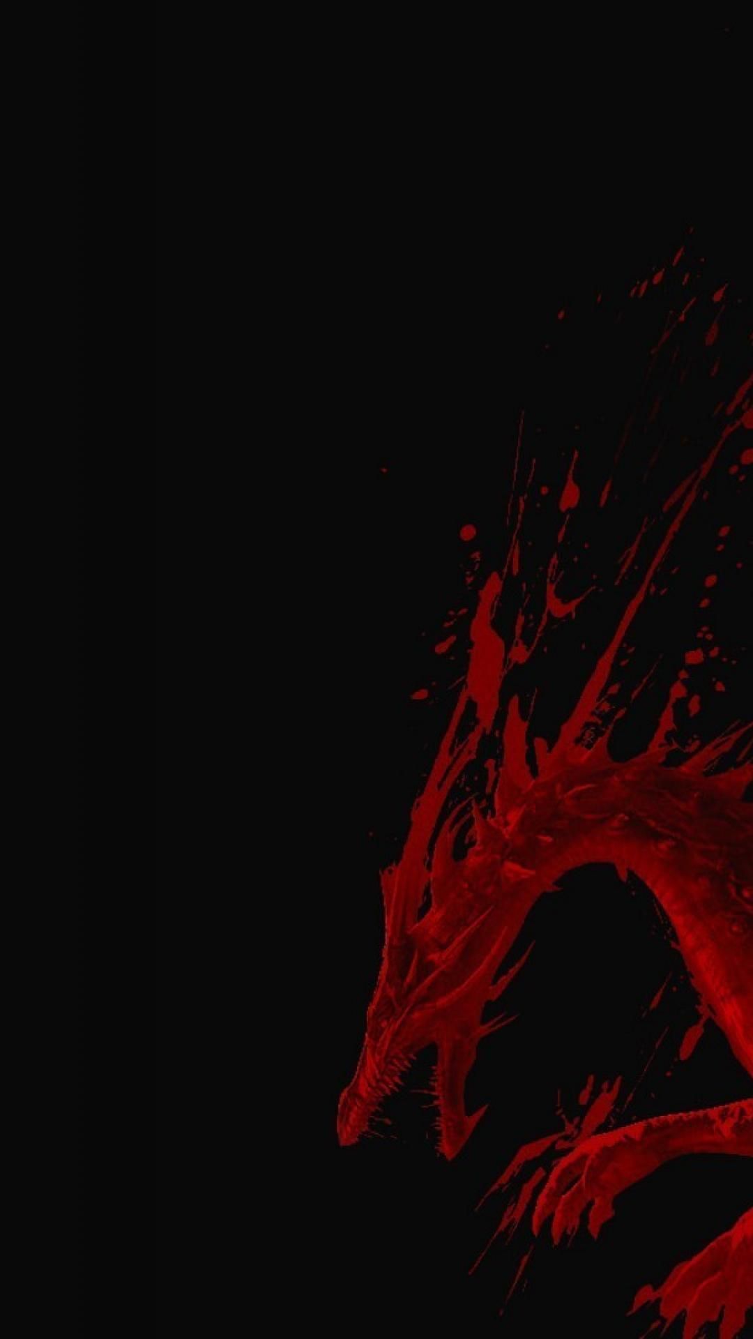 Drago rosso su nero, 1080x1920 Verticale, iPhone Pro Max