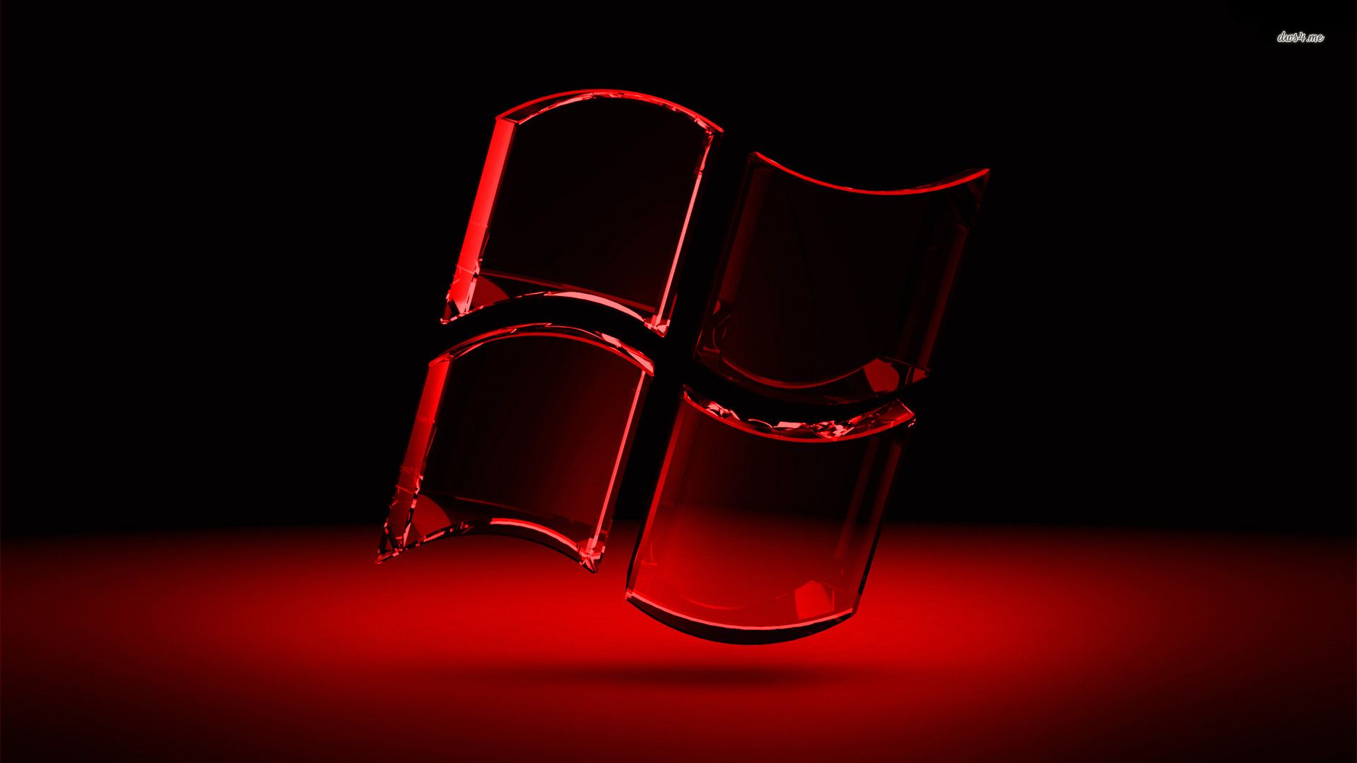 Logo Windows vetro rosso, sistema operativo Microsoft, 1920x1080 1080p, Monitor Gaming