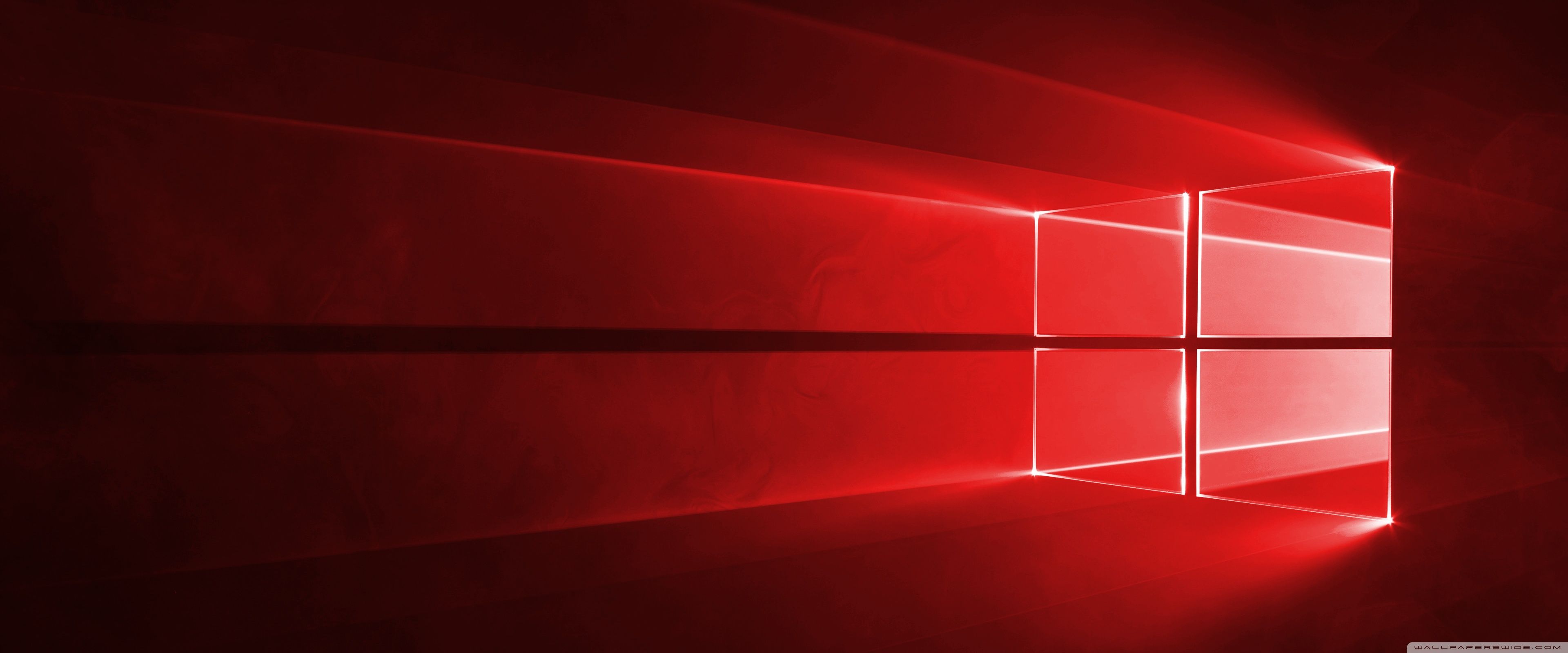 Logo Windows rosso astratto, sistema operativo Microsoft, 3840x1600 Ultrawide, PC Desktop