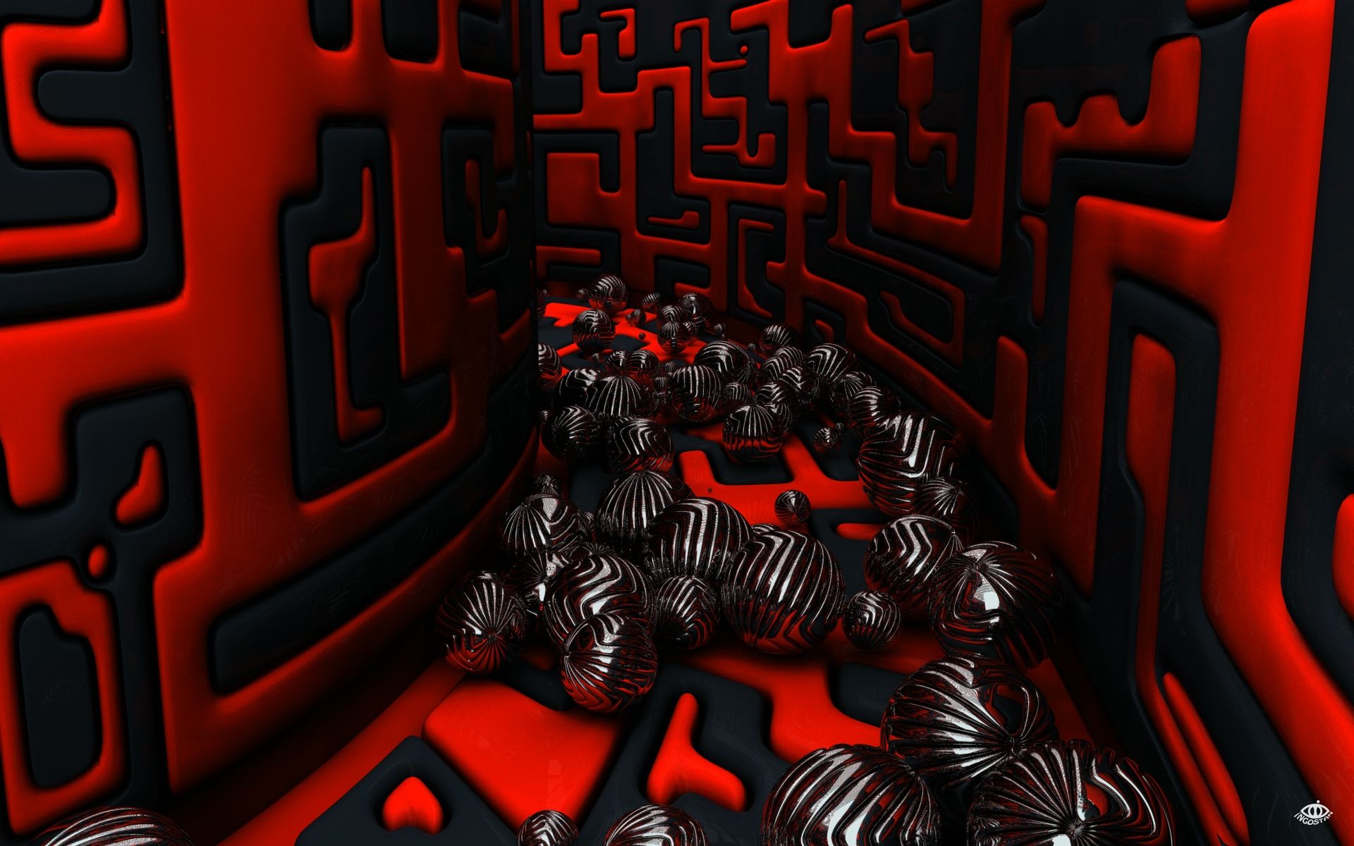 Labirinto astratto rosso e nero, 1920x1200 Full HD+, PC