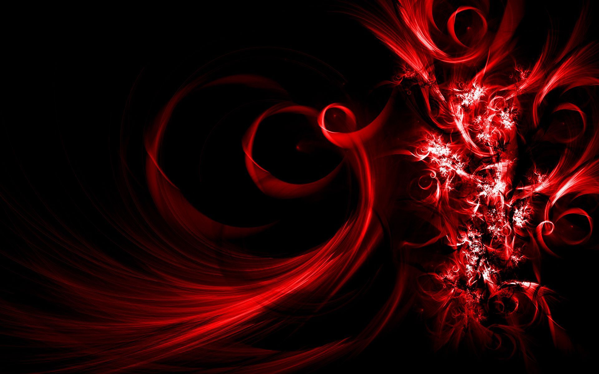 Spirali astratte rosse su nero, 1920x1200 Full HD+, PC