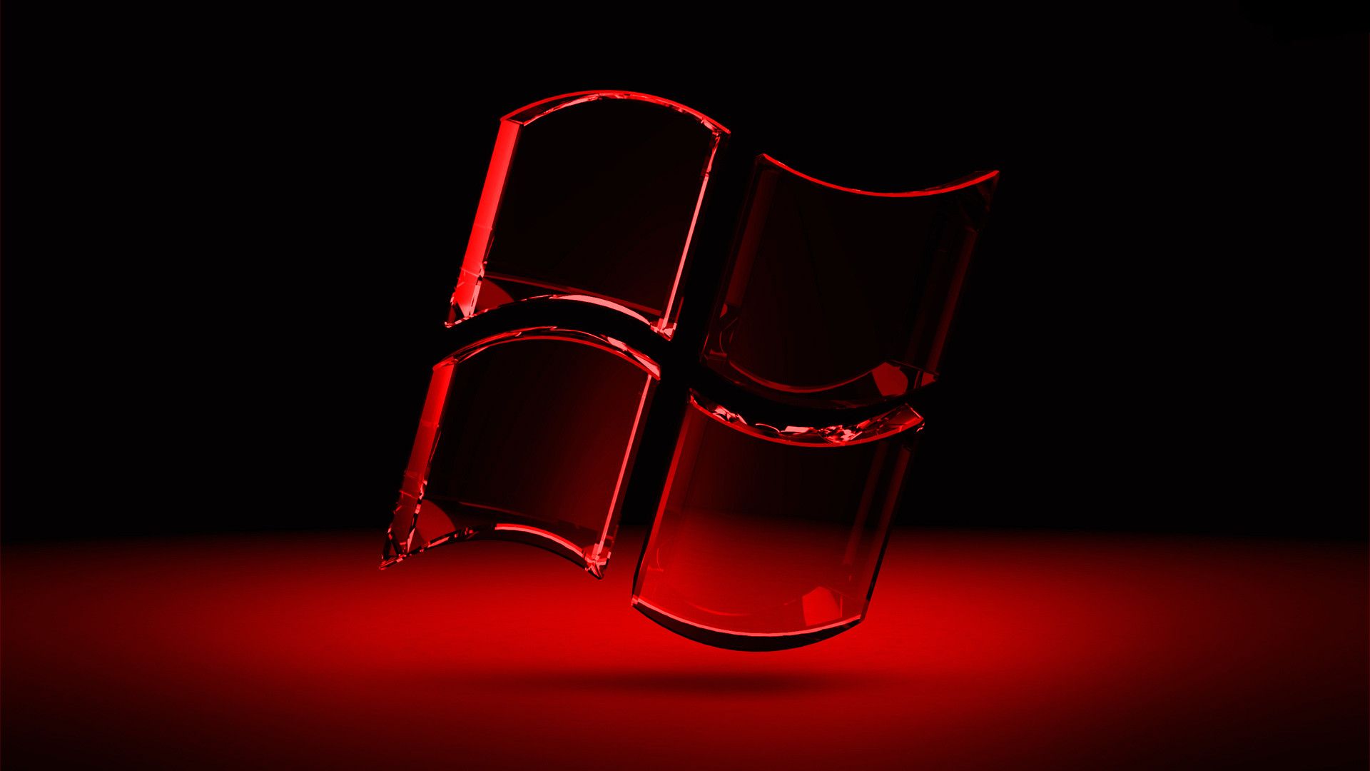 Logo Windows rosso vetro, sistema operativo Microsoft, 1920x1080 Full HD, Desktop