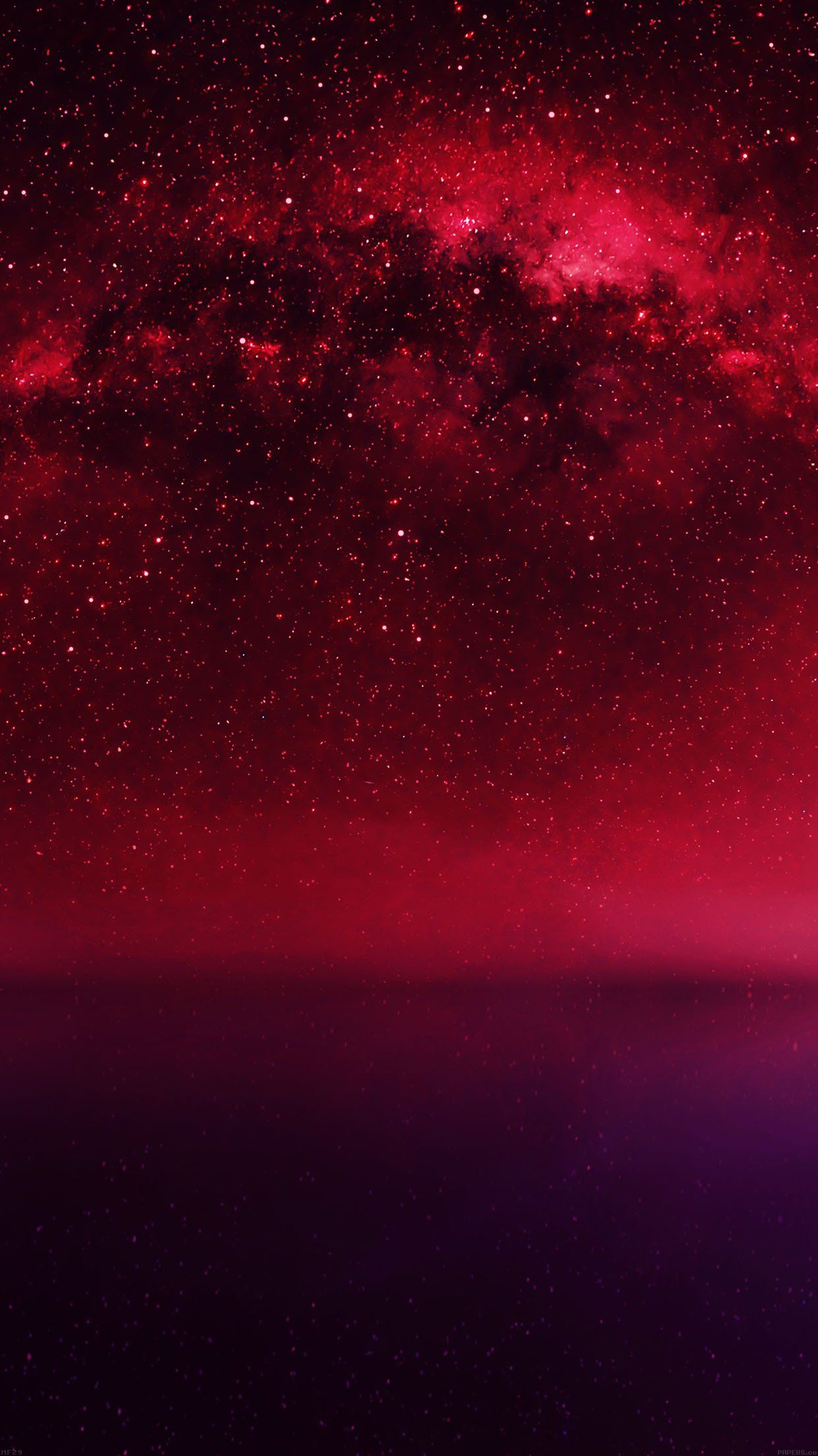 Cielo stellato rosso su lago, 1242x2208 Verticale, Telefono
