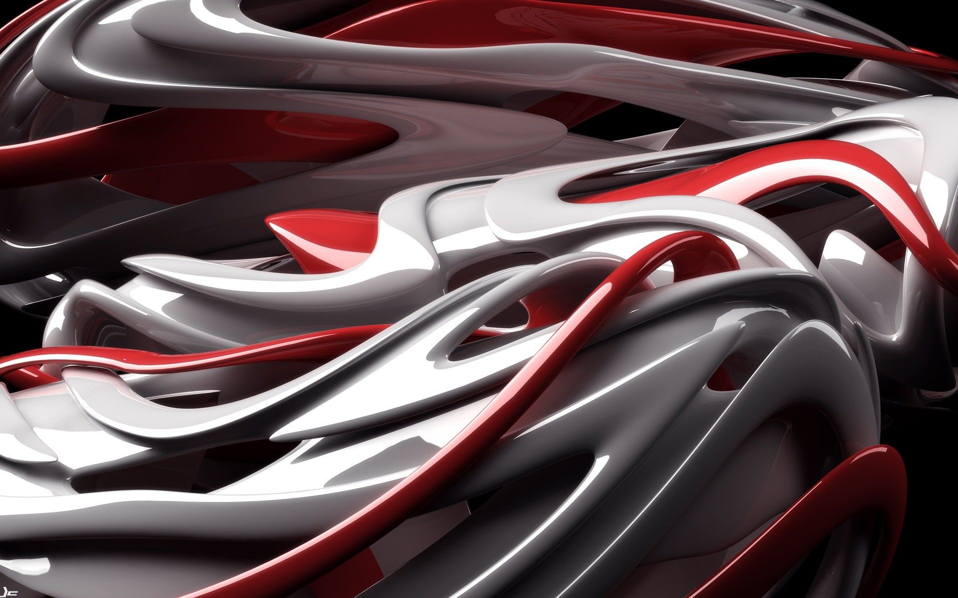 Forme astratte 3D rosse e bianche, 1920x1200 WUXGA, PC