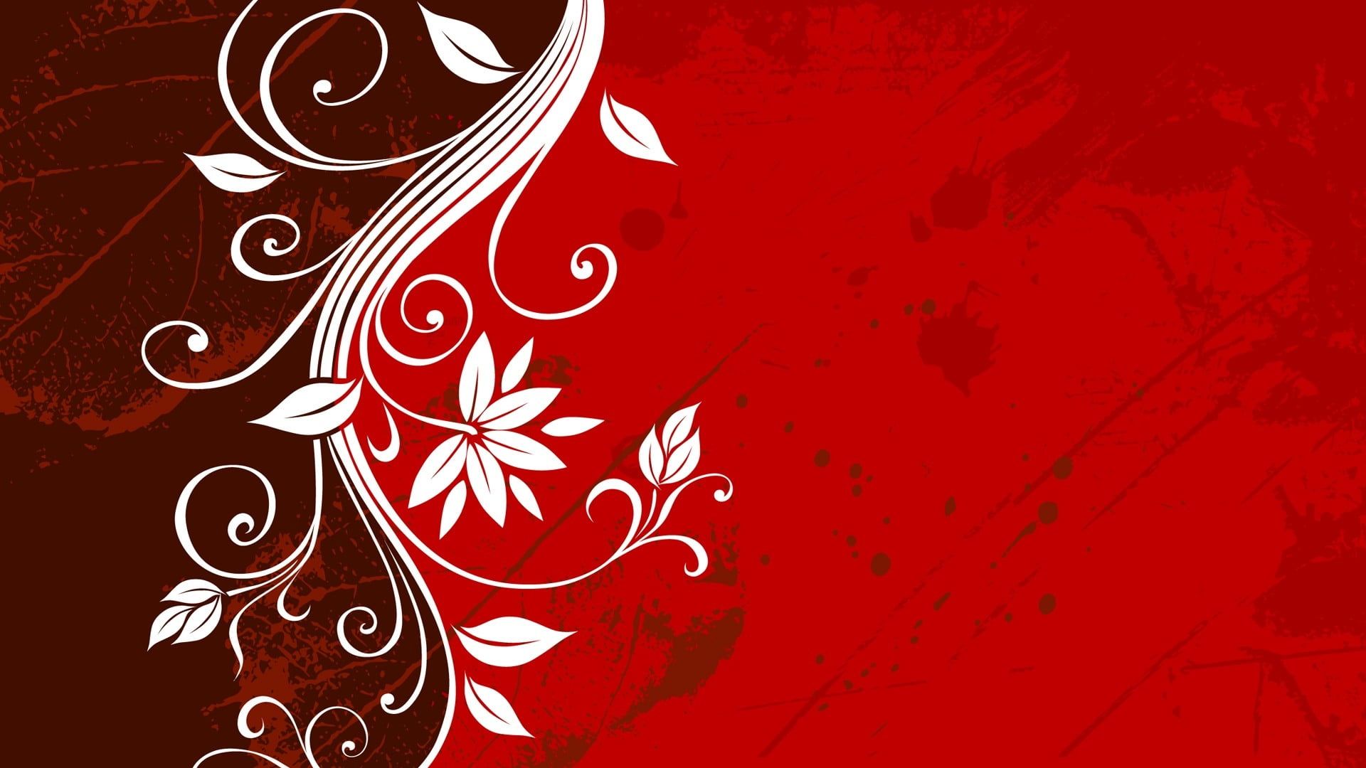 Motivo floreale bianco su rosso, 1920x1080 1080p, Desktop