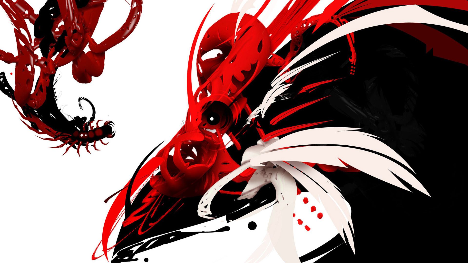 Creatura drago astratto rosso nero, 1920x1080 Full HD 1080p, PC