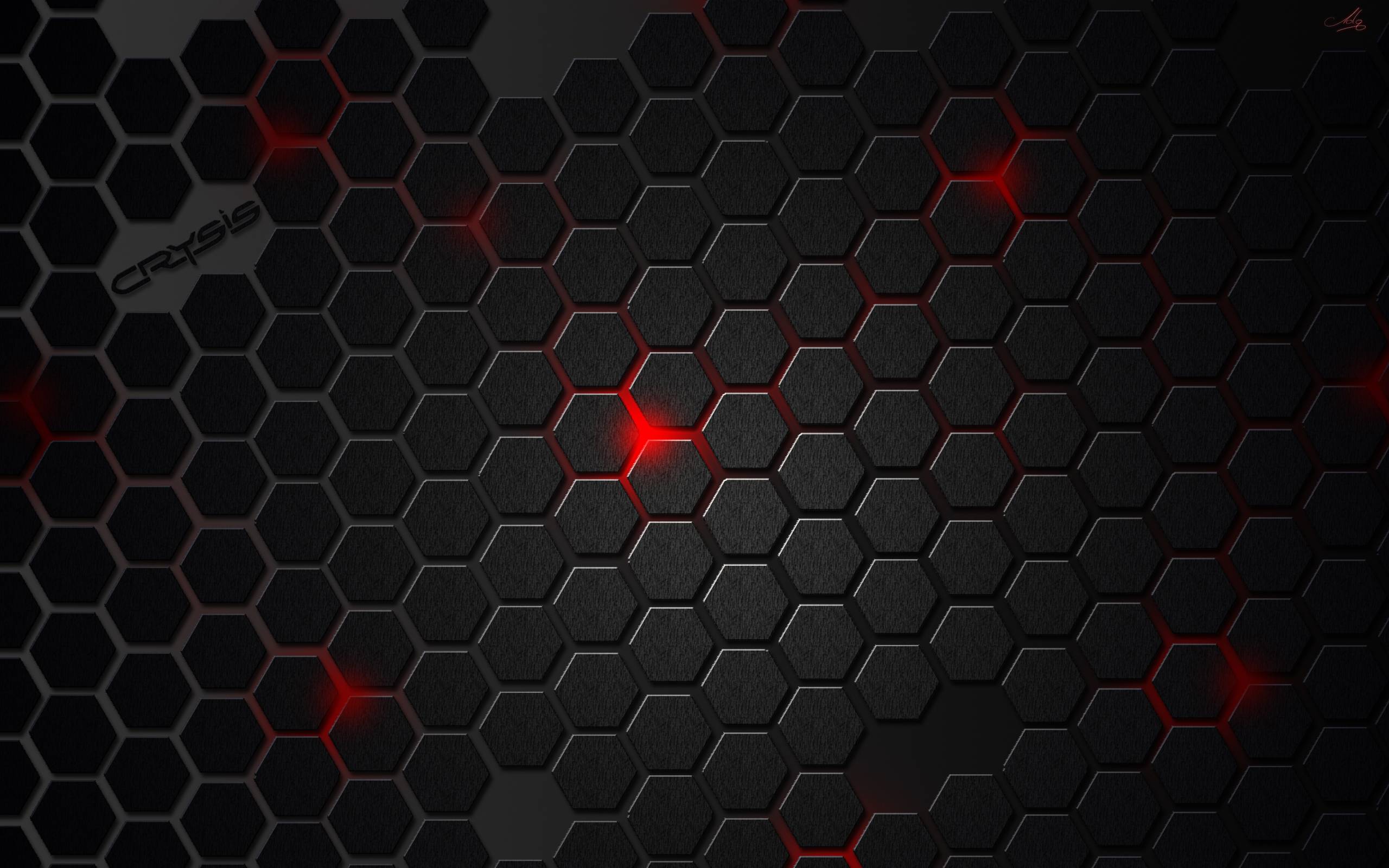 Esagoni neri con bagliori rossi, 2560x1600 2K, Desktop
