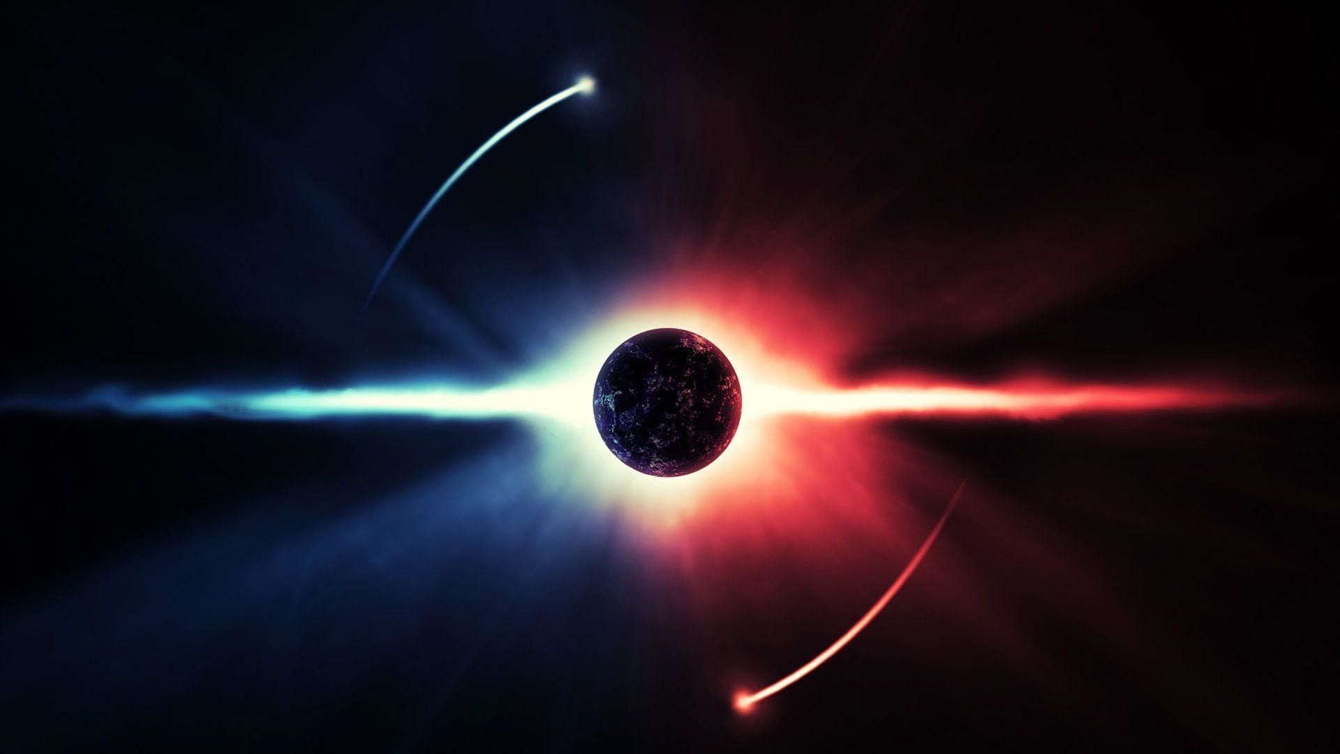 pianeta eclissi rosso blu, 1920x1080 1080p, Laptop
