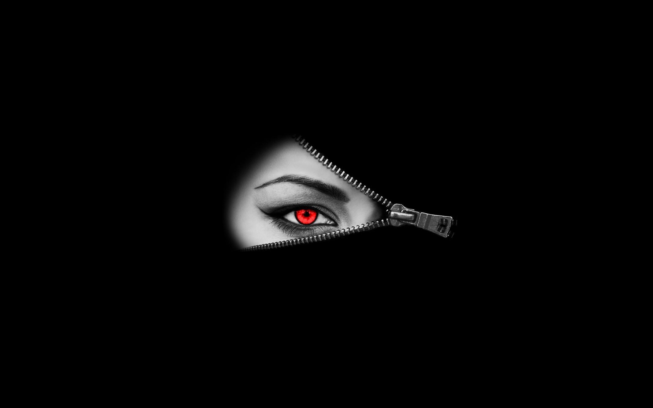 occhio rosso zip nero, 2134x1334 alta risoluzione, Desktop