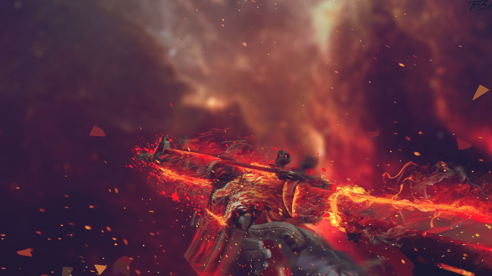 Fucile in fiamme rosse, 1920x1080 Full HD, PC Desktop