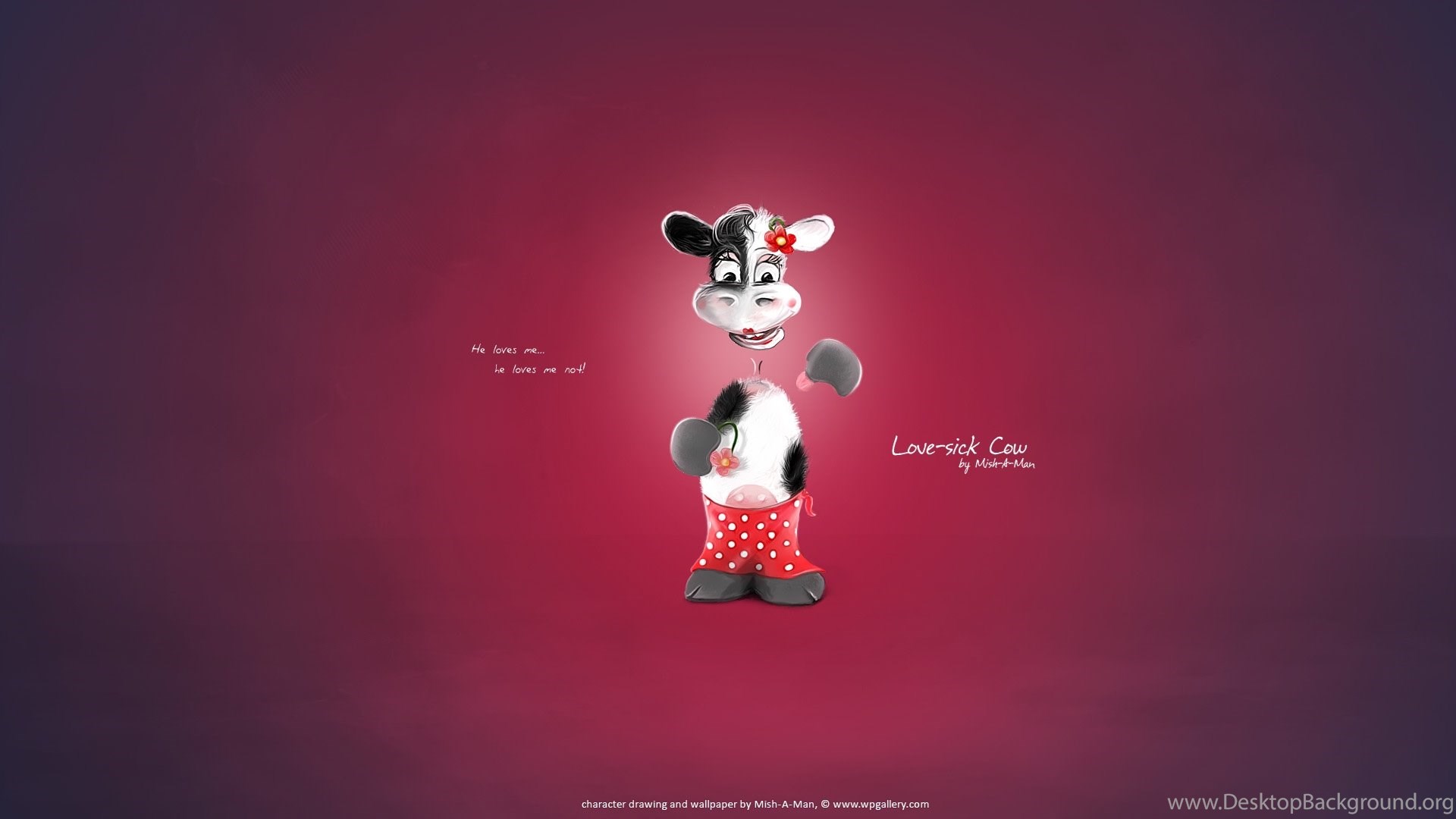 Mucca cartone animata rosa, 1920x1080 Full HD, Desktop