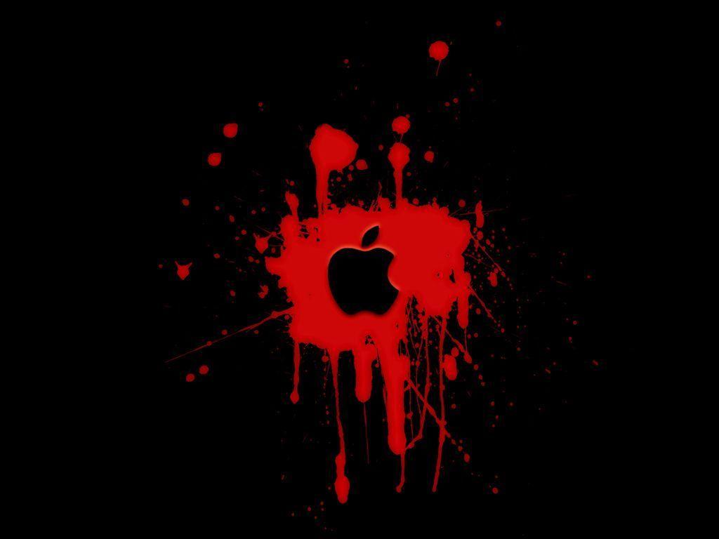 Logo Apple splatter rosso, azienda tech, 1024x768 HD, Desktop